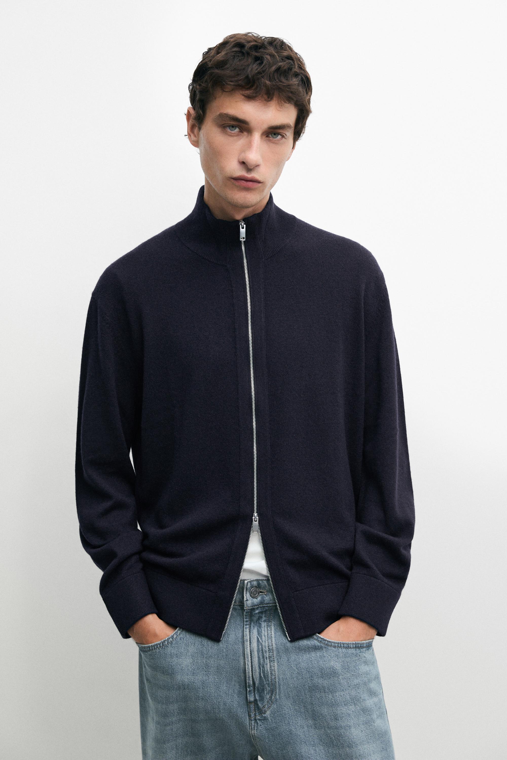 Wool blend cardigan with zip detail