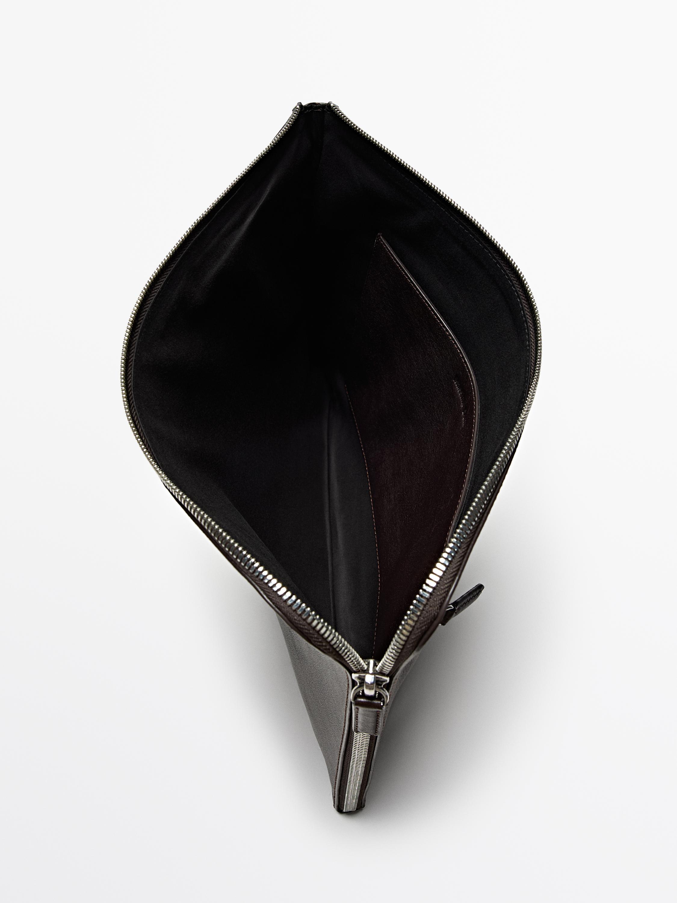 Sac pochette en cuir nappa