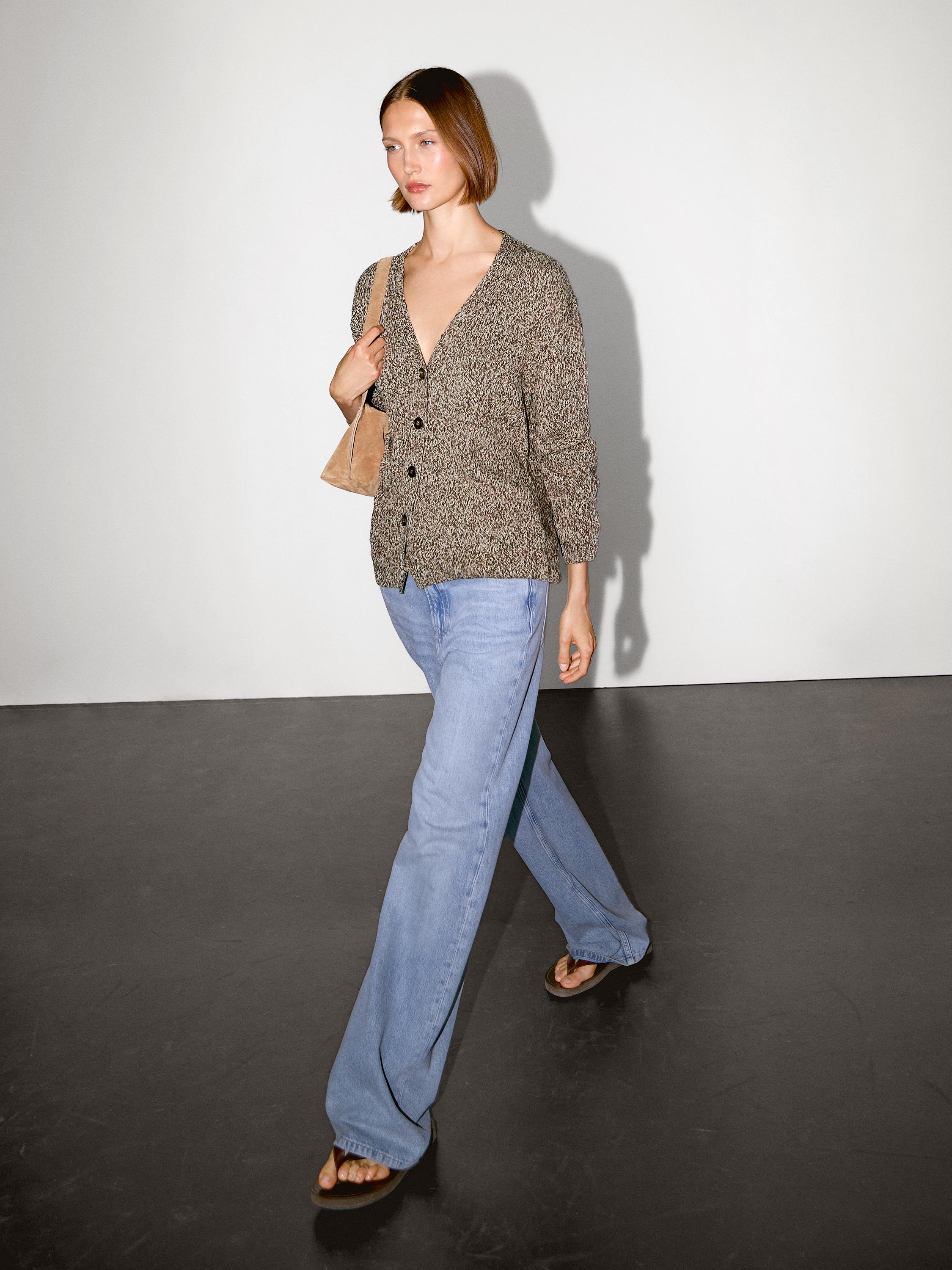 Mouliné V-neck long cardigan