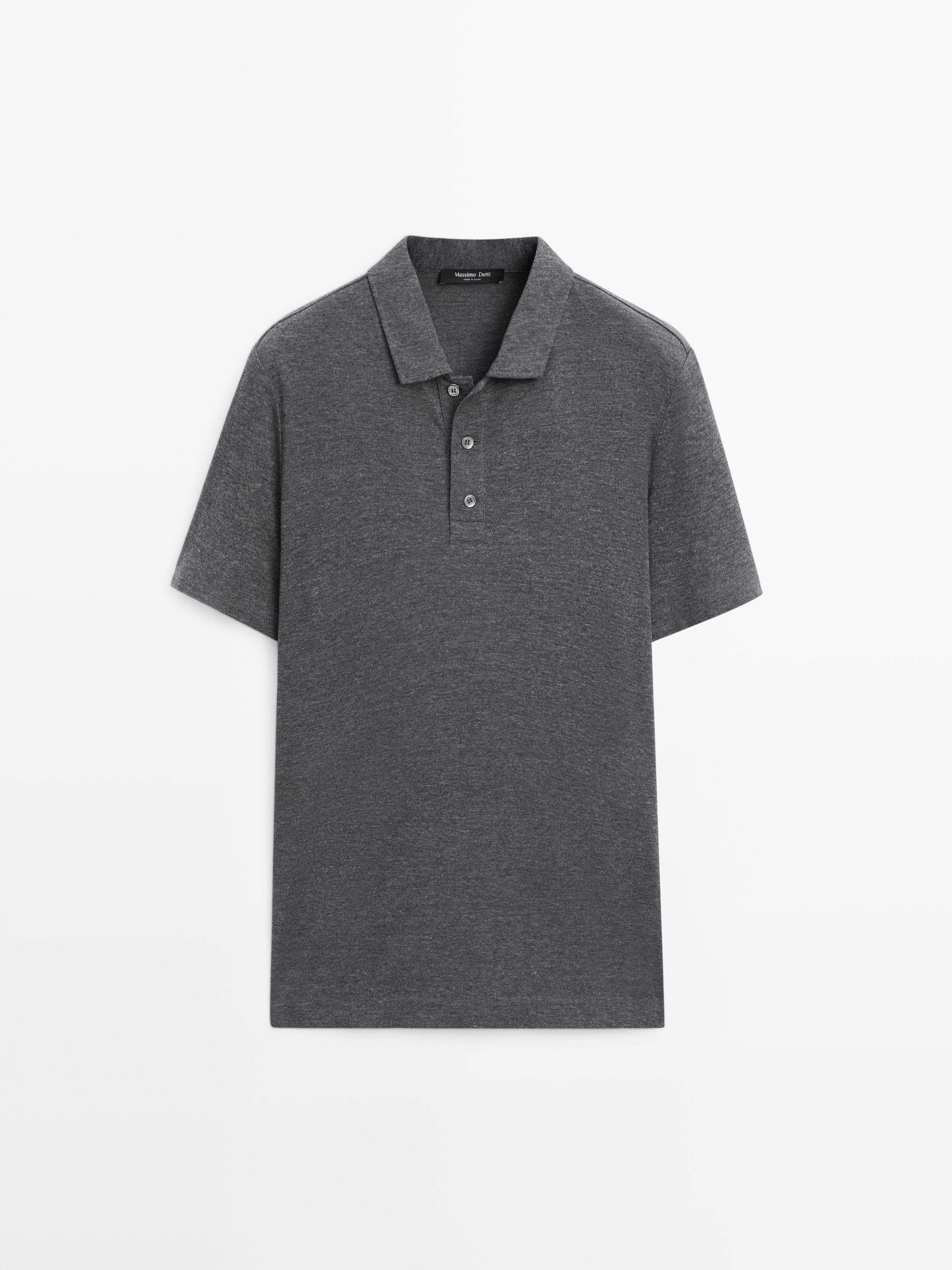 Short sleeve cotton polo shirt — ANTHRACITE GREY