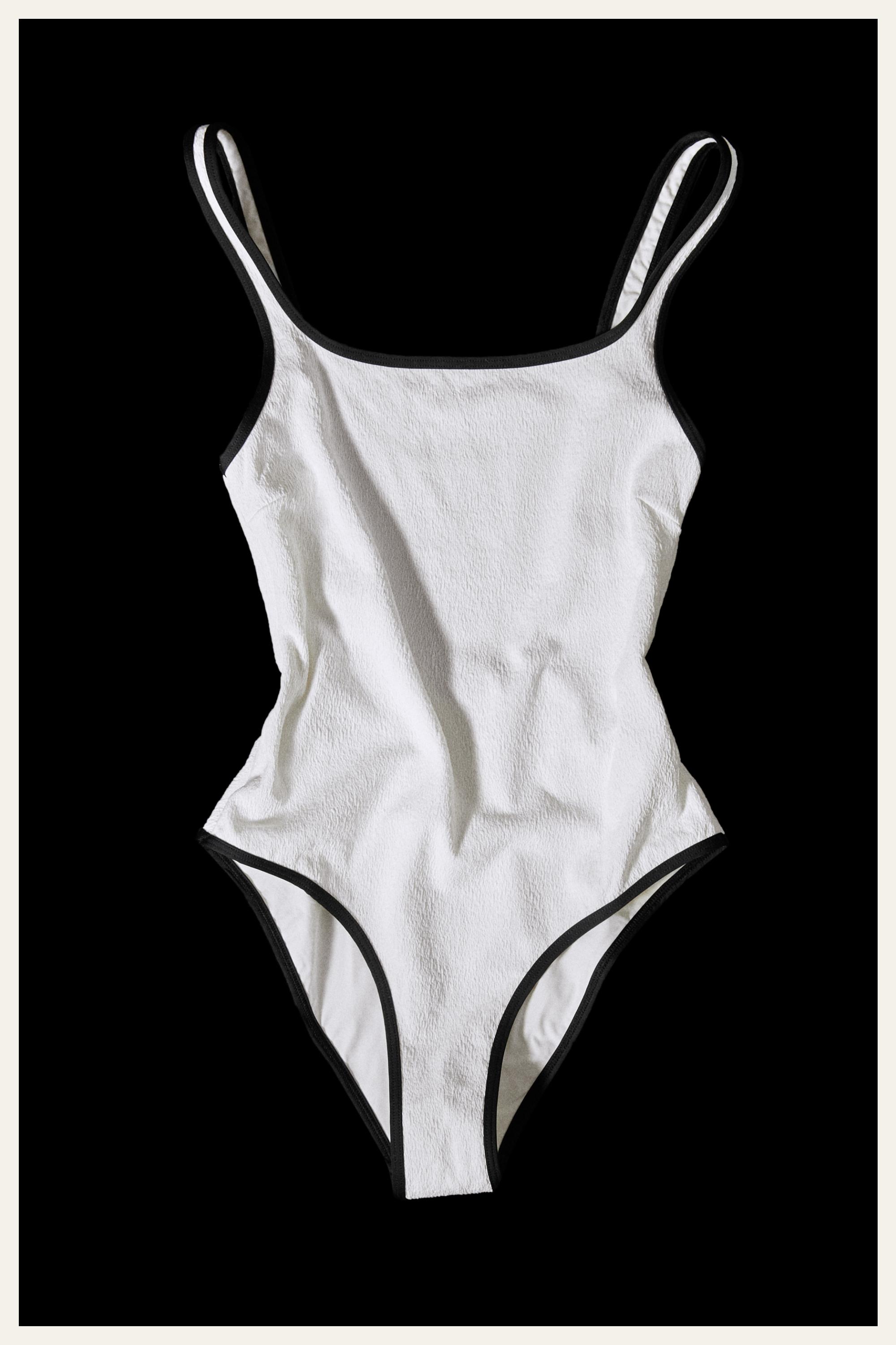 Contrast texture swimsuit — Off white