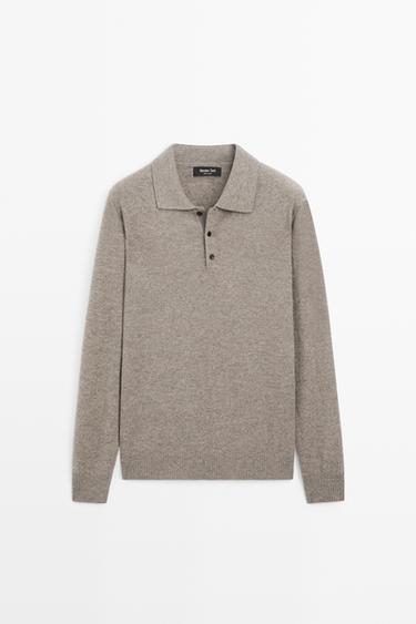 Wool blend polo sweater — MINK 2
