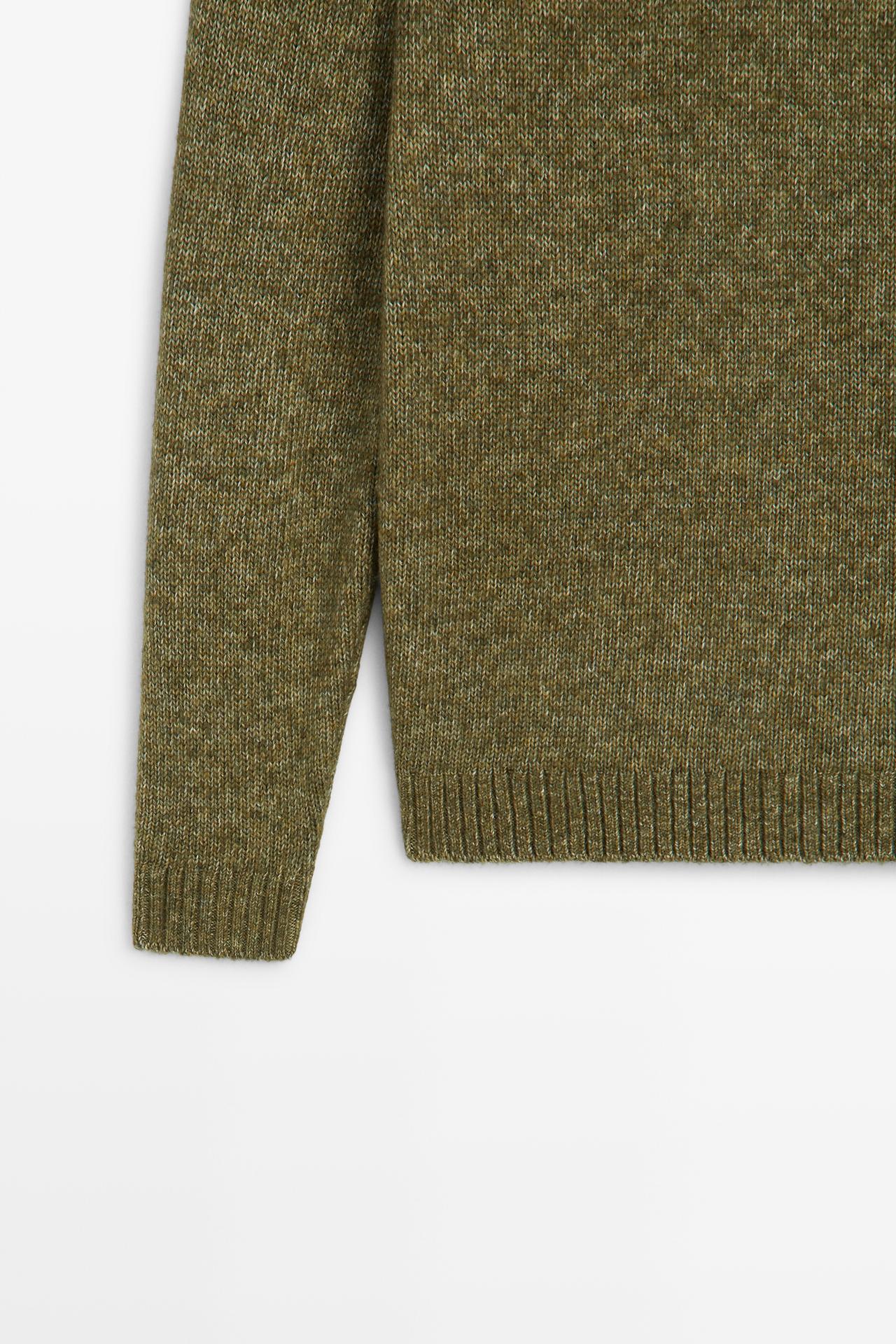 Flecked cotton-blend knit sweater — GREEN
