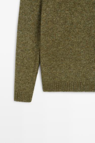 Flecked cotton-blend knit sweater — GREEN 7
