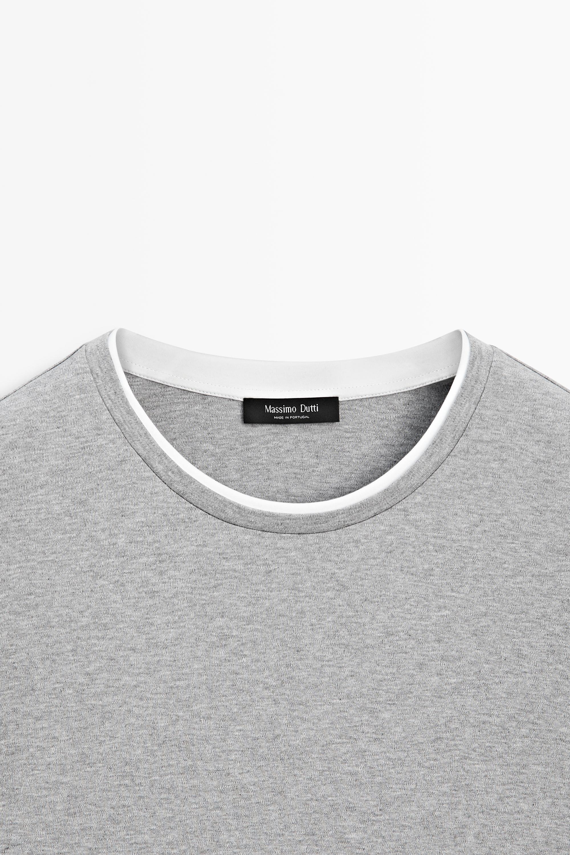 100% cotton T-shirt with contrast detail — GREY MARL