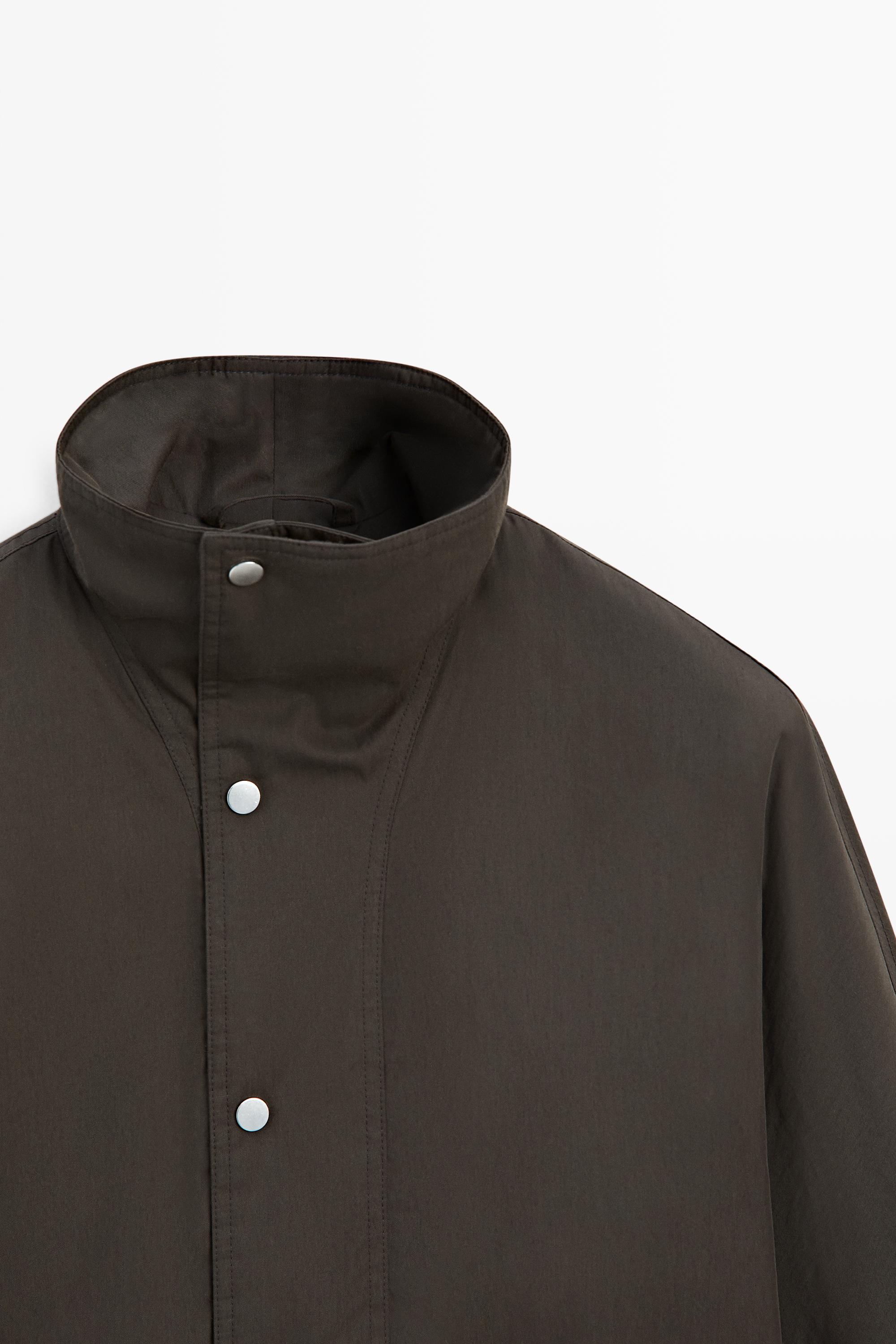 Suede funnel neck cotton-blend jacket - thumbnail 4