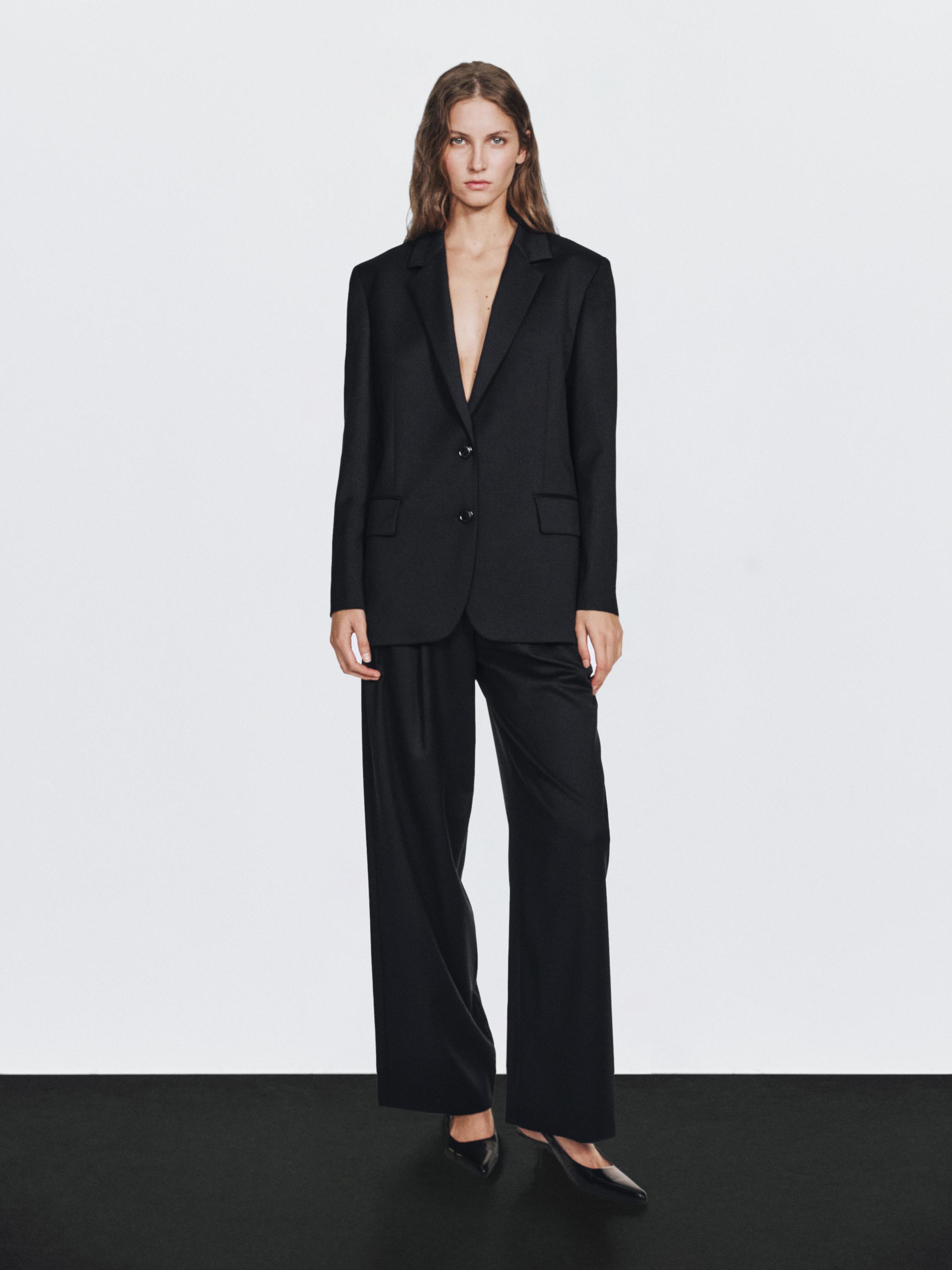 100% extra fine wool pleated trousers