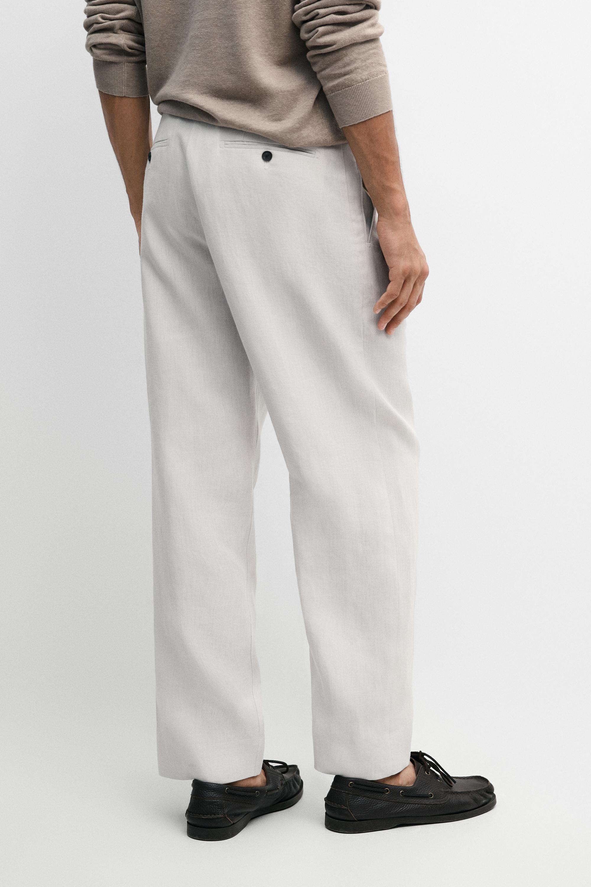 Linen tailored fit barrel trousers — ICE