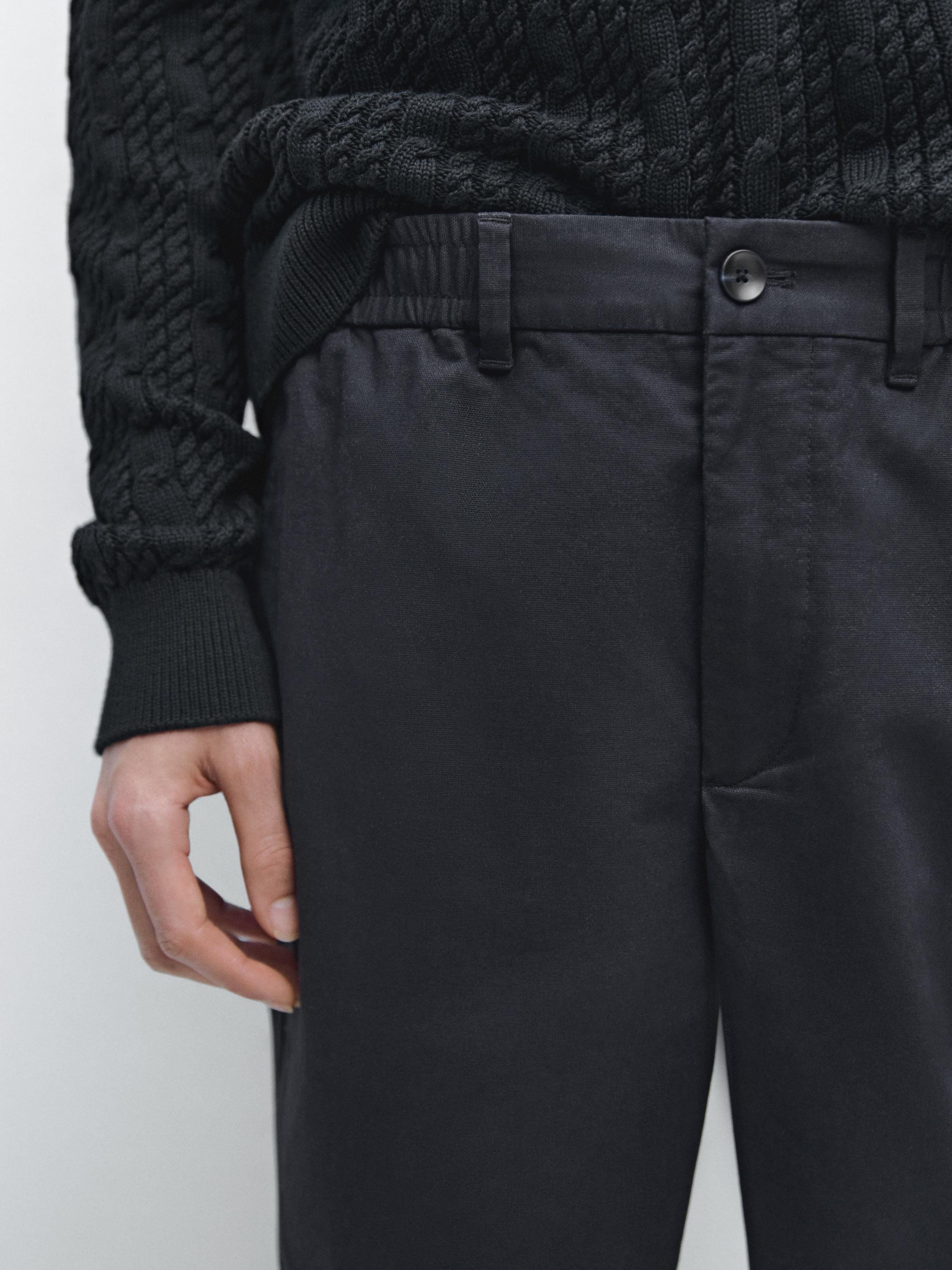 Cotton blend jogger fit trousers — NAVY BLUE