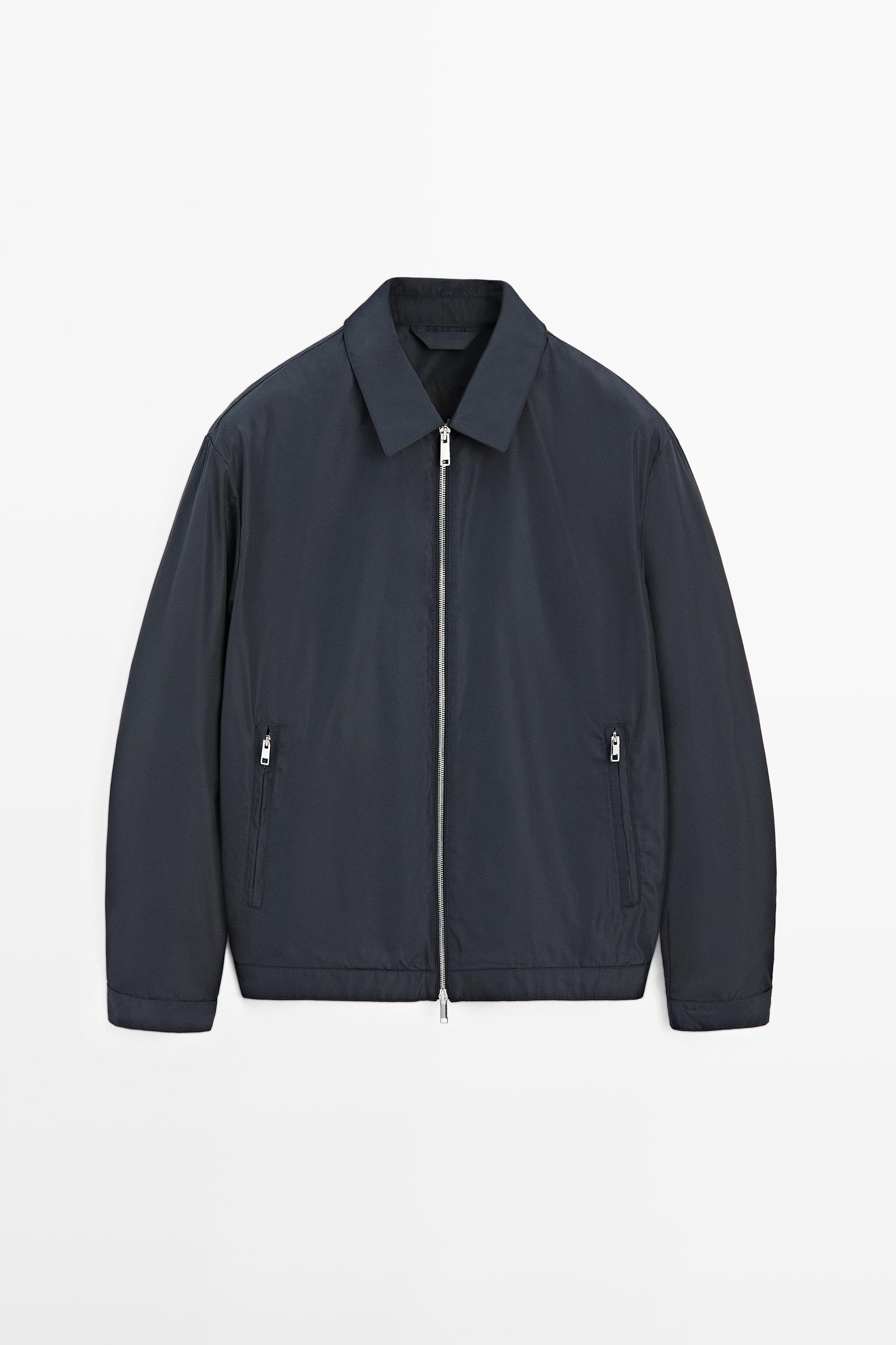 Short technical fabric jacket — NAVY BLUE