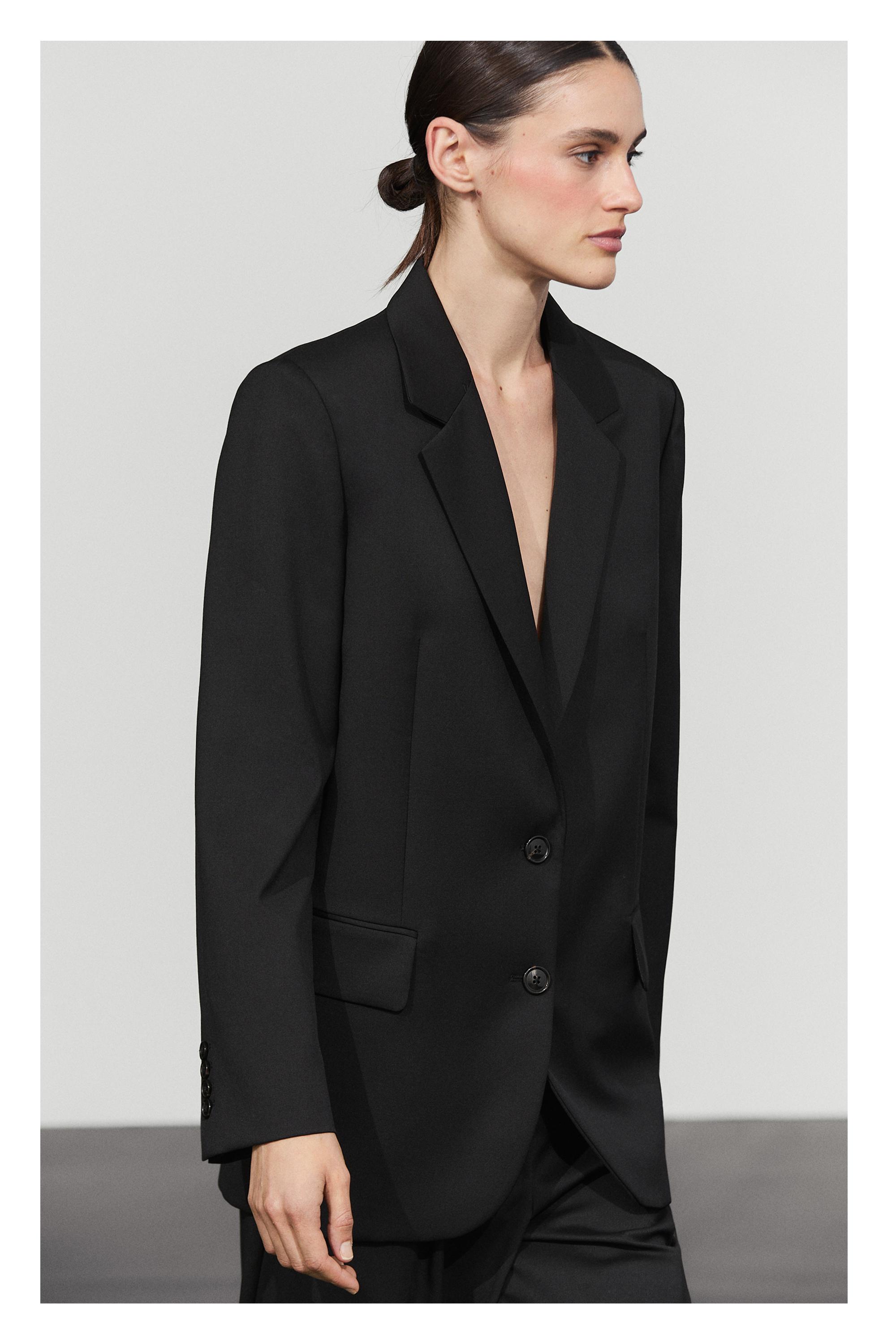 100% extra fine wool two-button blazer - BLACK