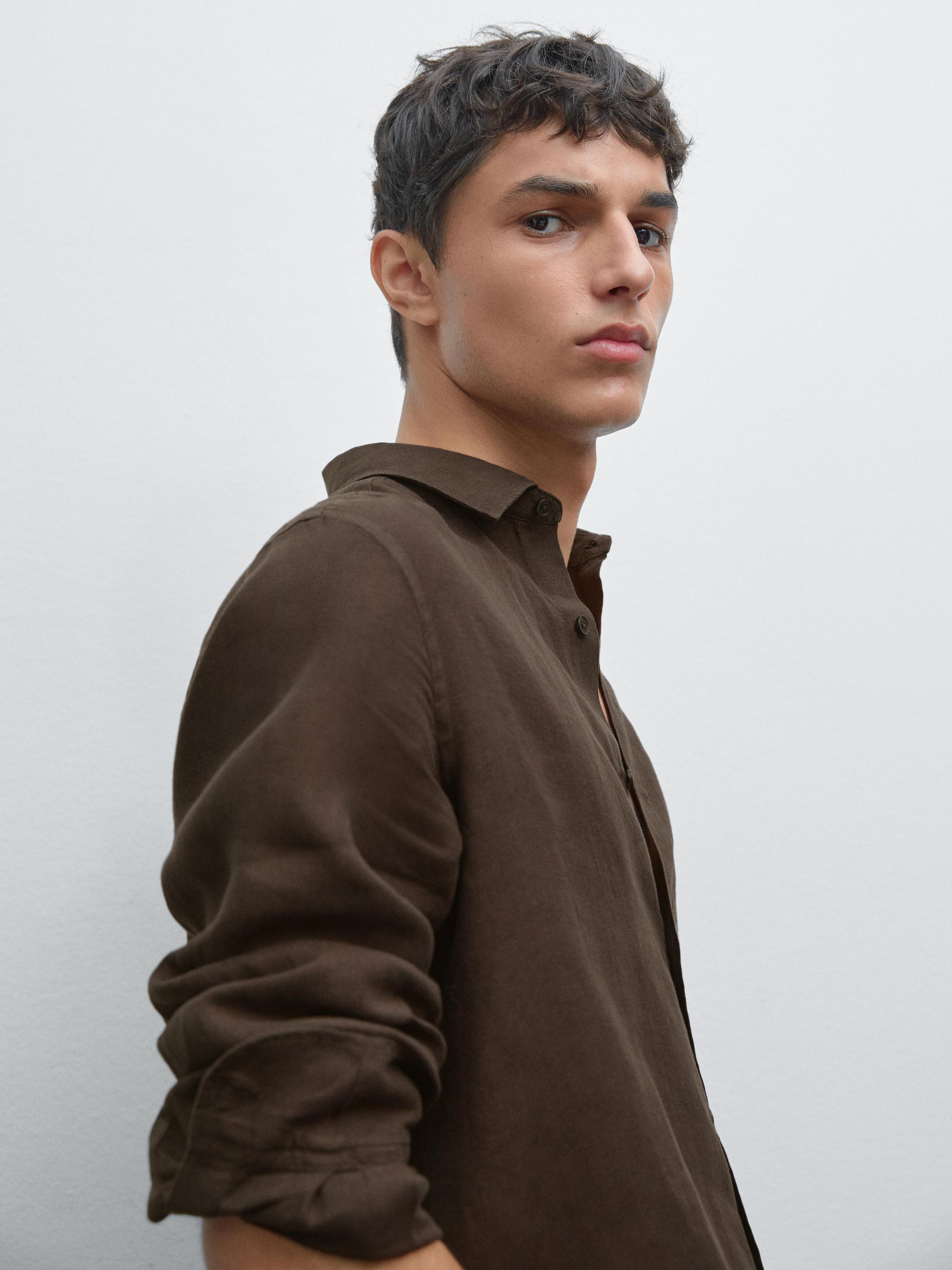100% linen slim fit shirt