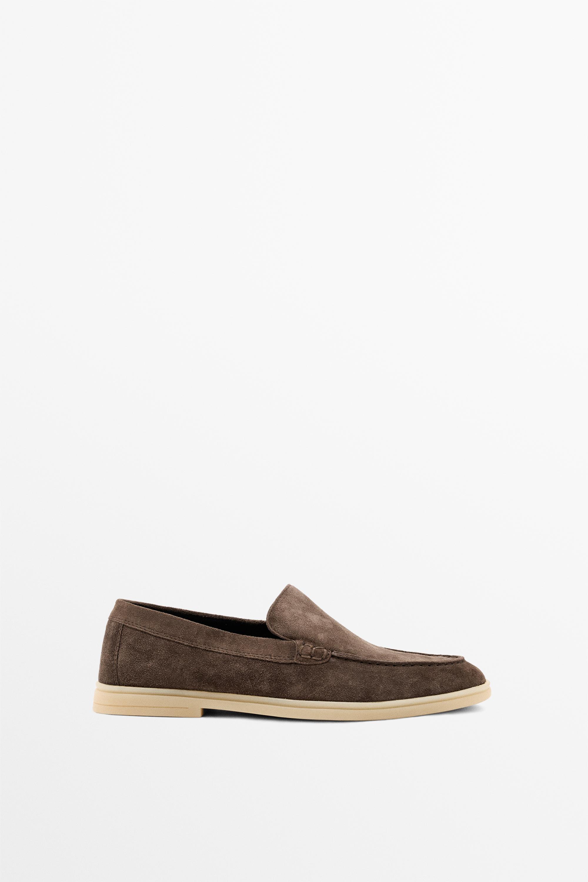 Split leather loafers — BROWN