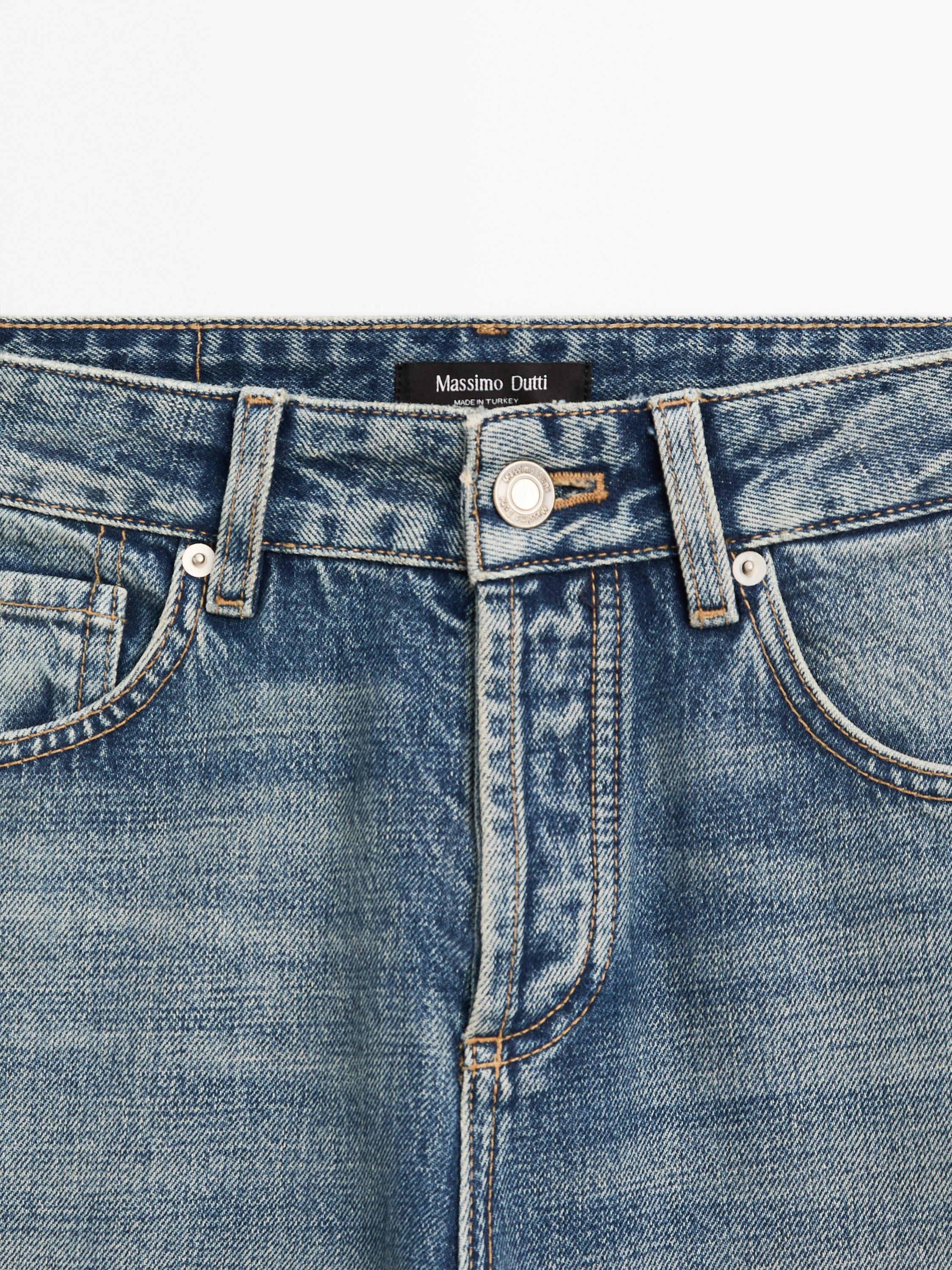 Mid-rise wide-leg cotton jeans