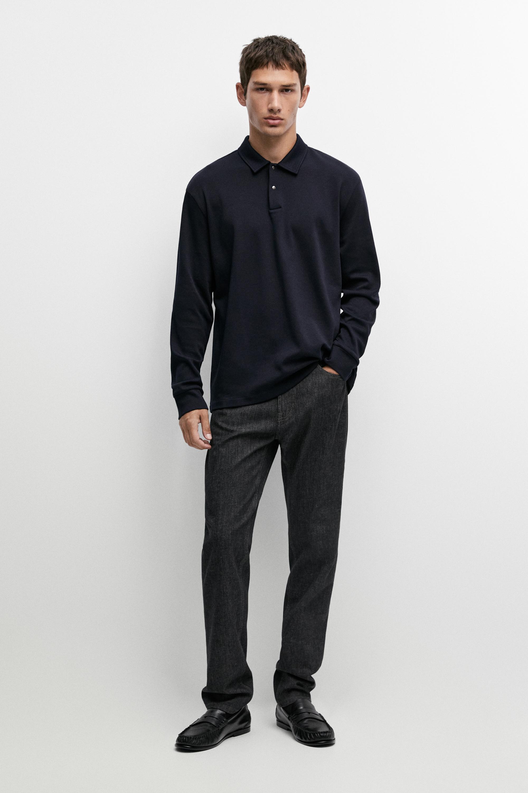 100% cotton long sleeve polo shirt