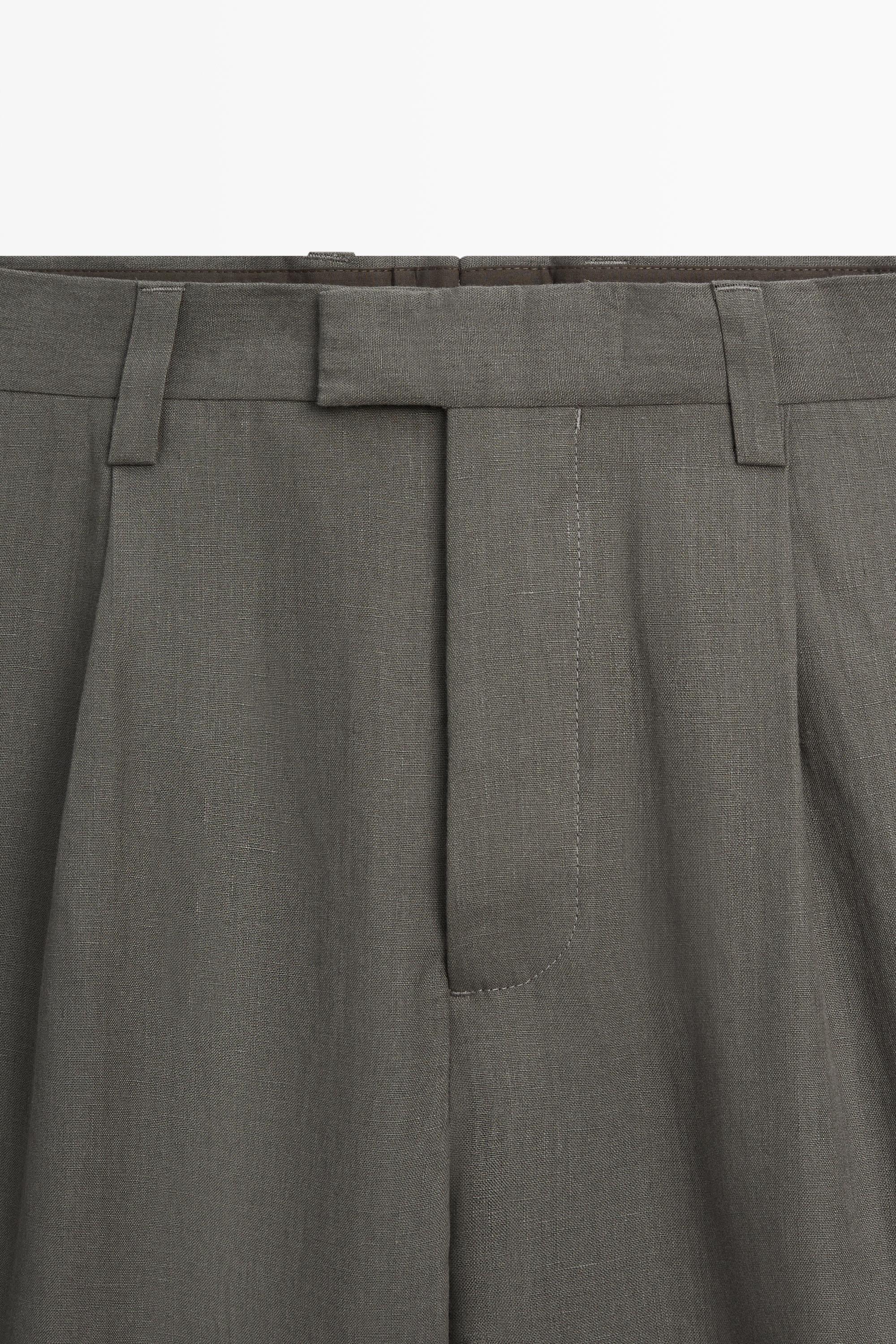 Linen suit trousers — DARK GREEN