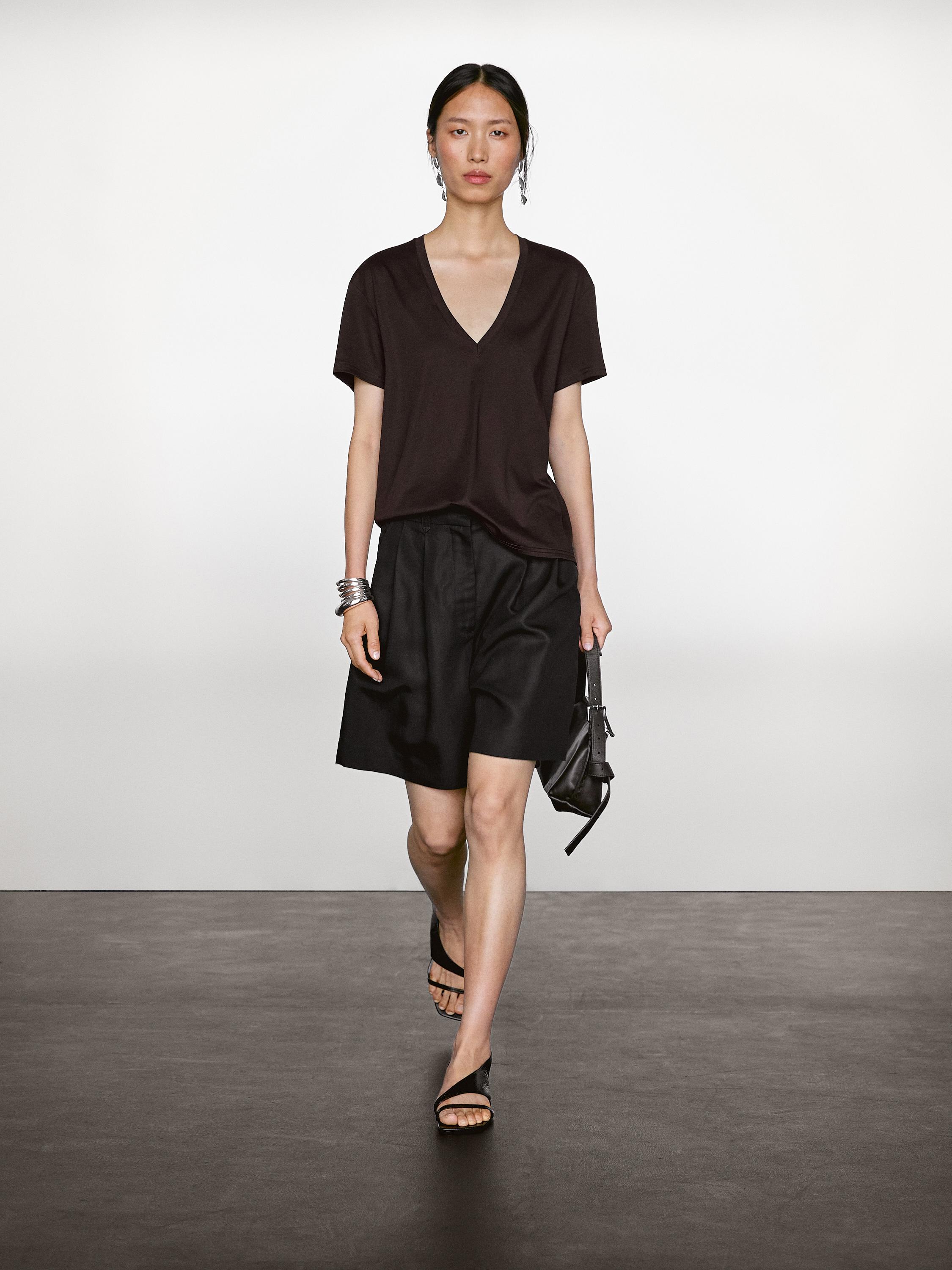 Wijd T-shirt met V-hals