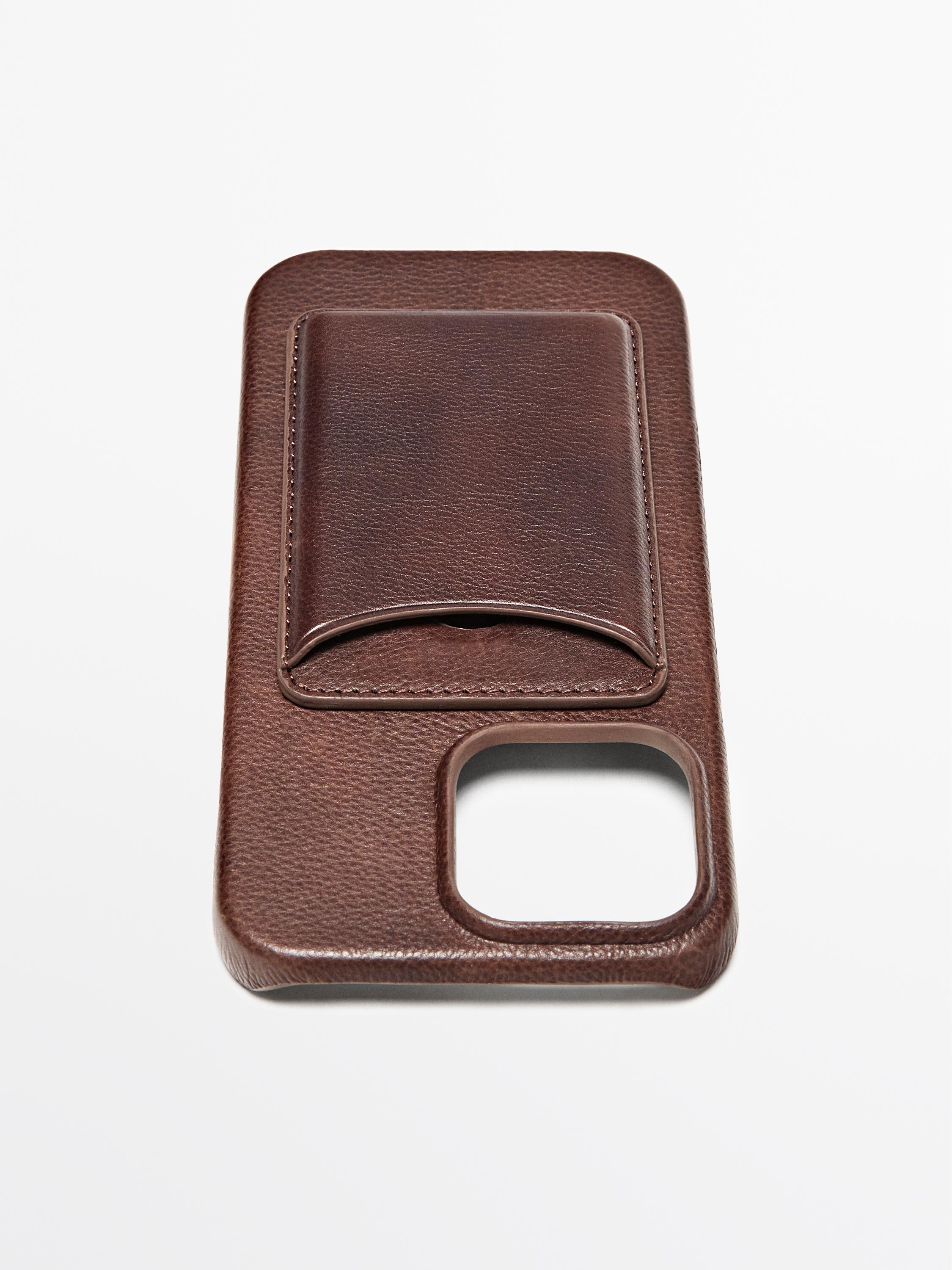 Nappa leather iPhone 16 Pro Max case — BROWN (alternate view)