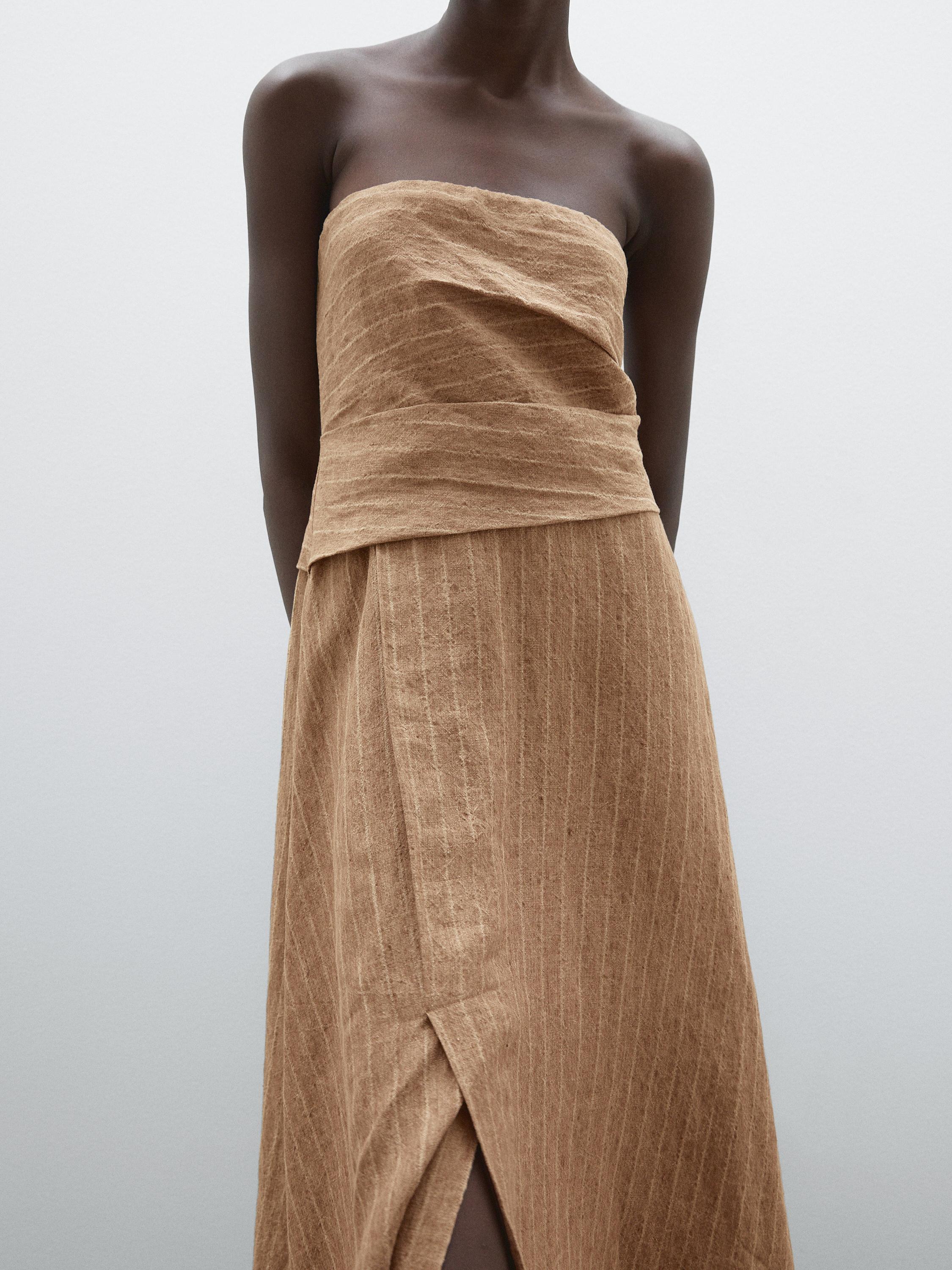 Strapless linen dress