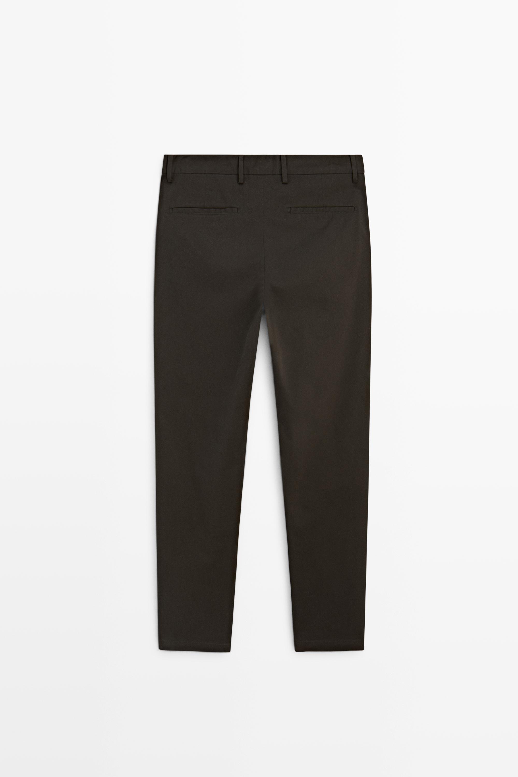 Slim fit cotton trousers — BROWN