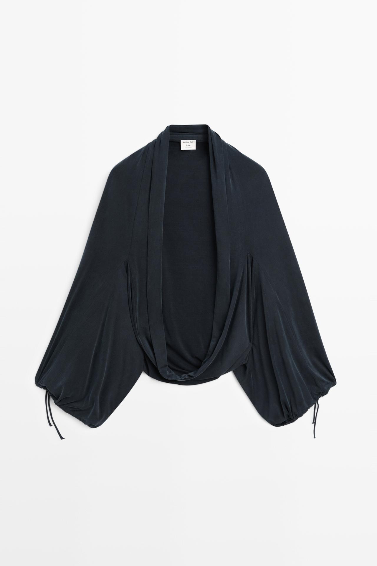 Draped Bolero Top - STUDIO — BLUE