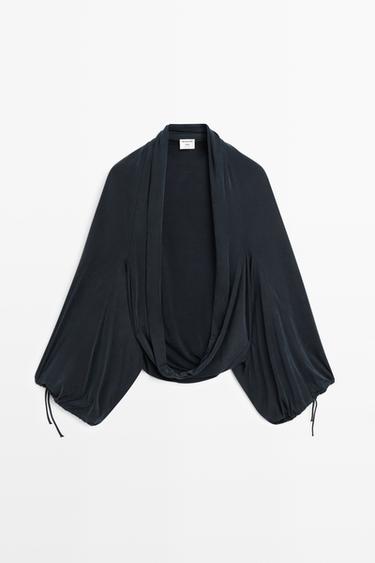 Draped Bolero Top - STUDIO — BLUE 2