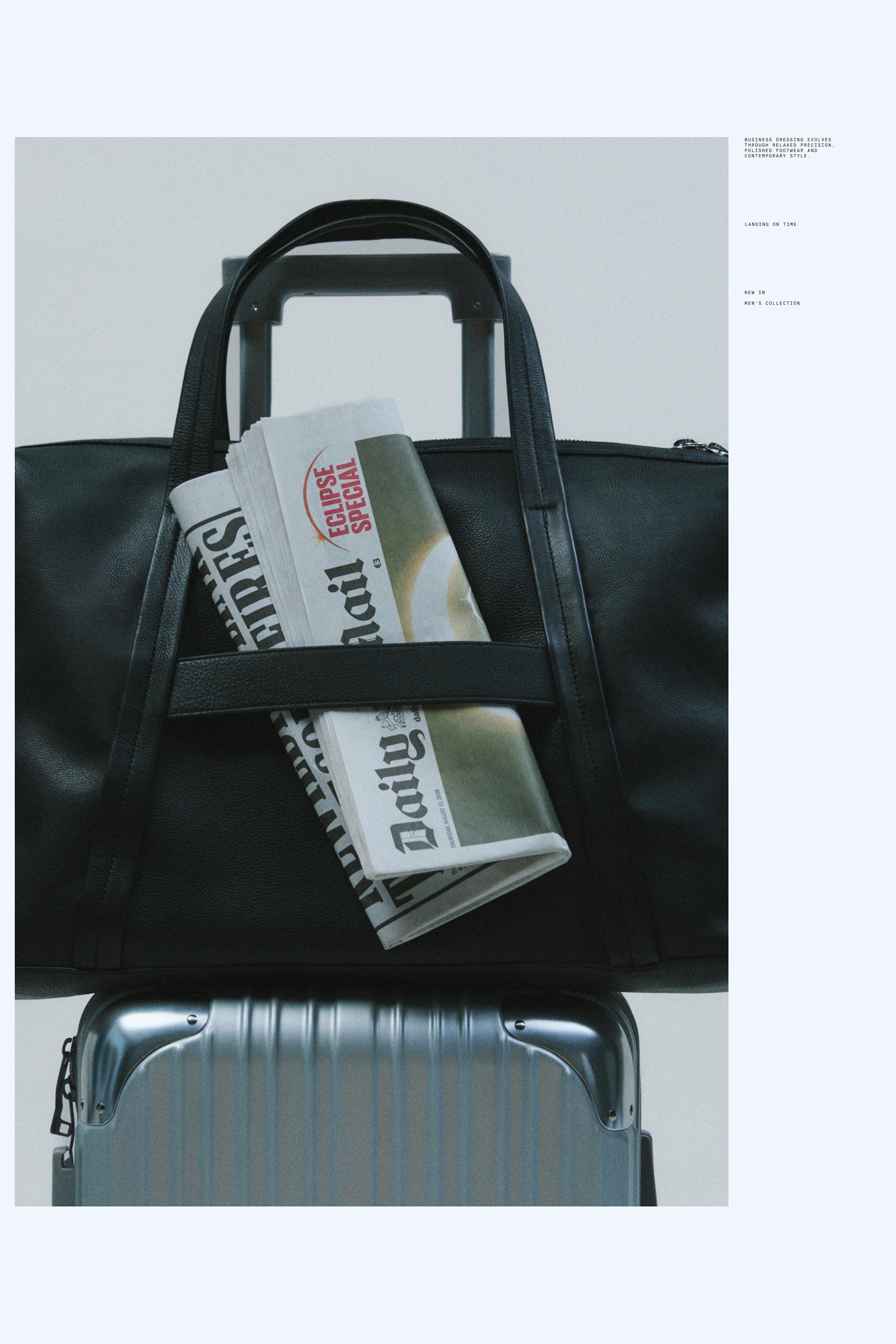 Nappa leather carry-on bag — BLACK