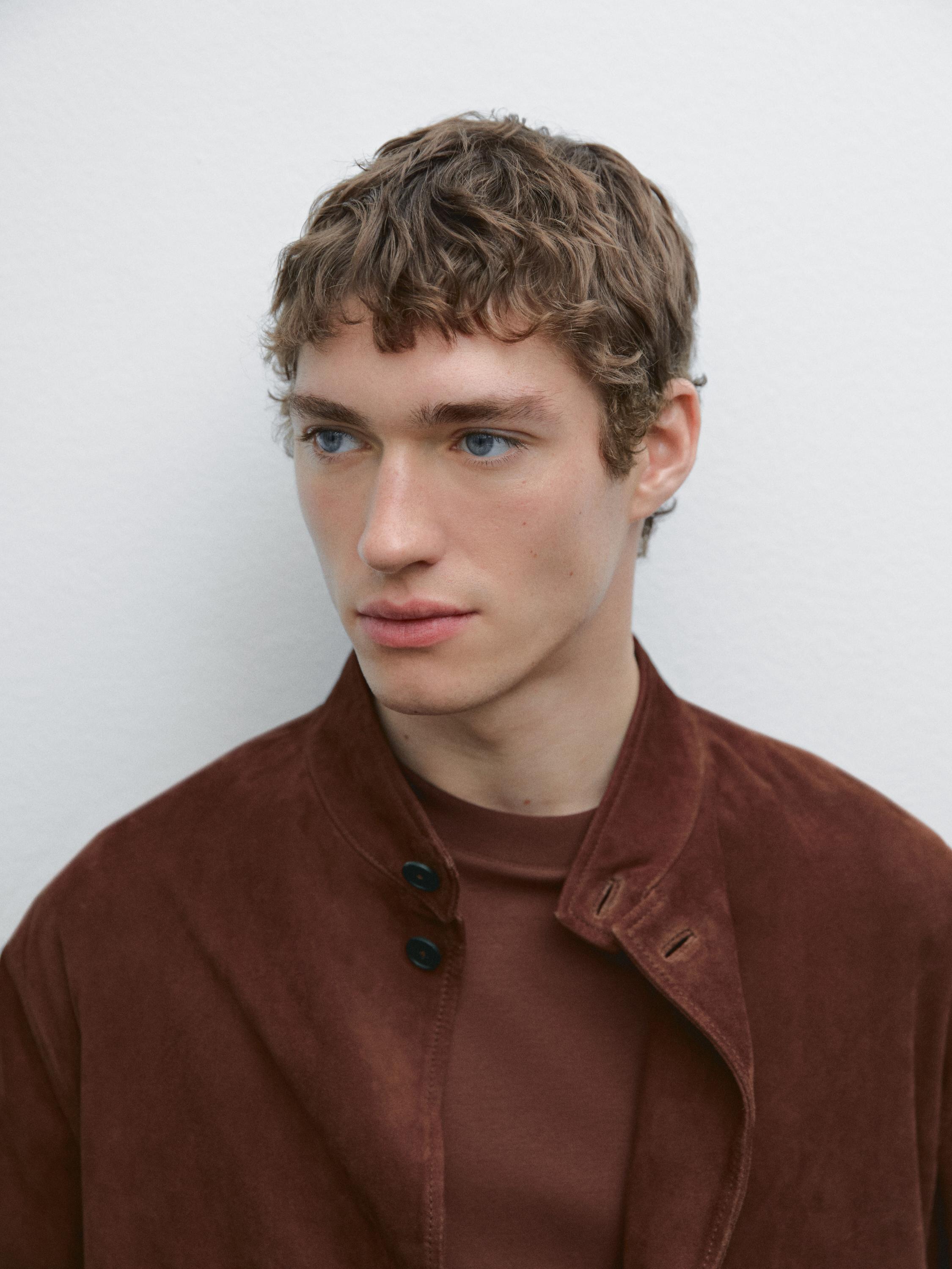 Chaqueta cuello mao piel ante