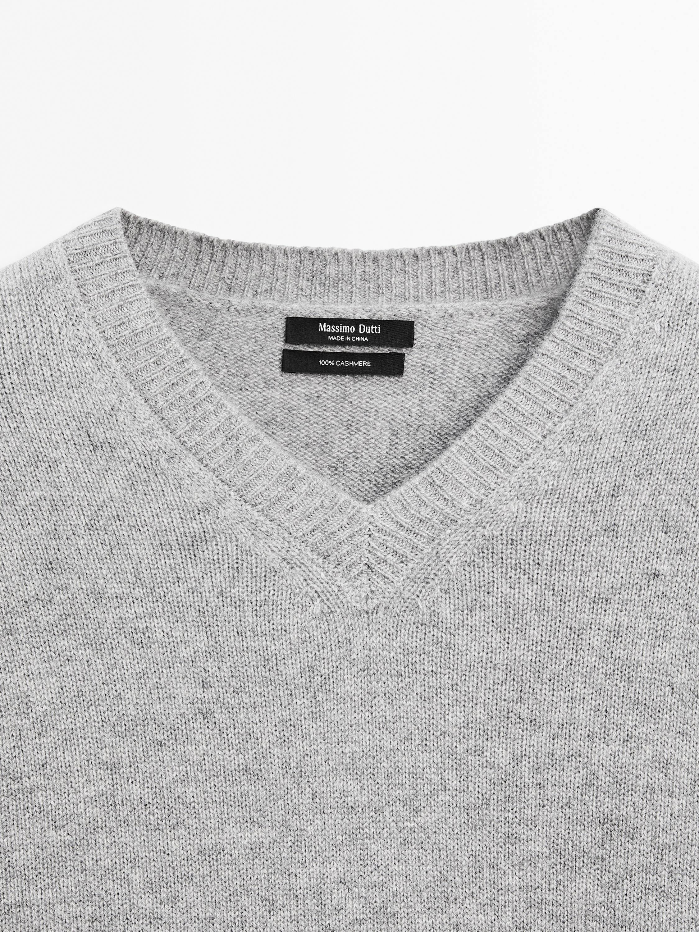 Jersey oversize cuello pico 100% cashmere