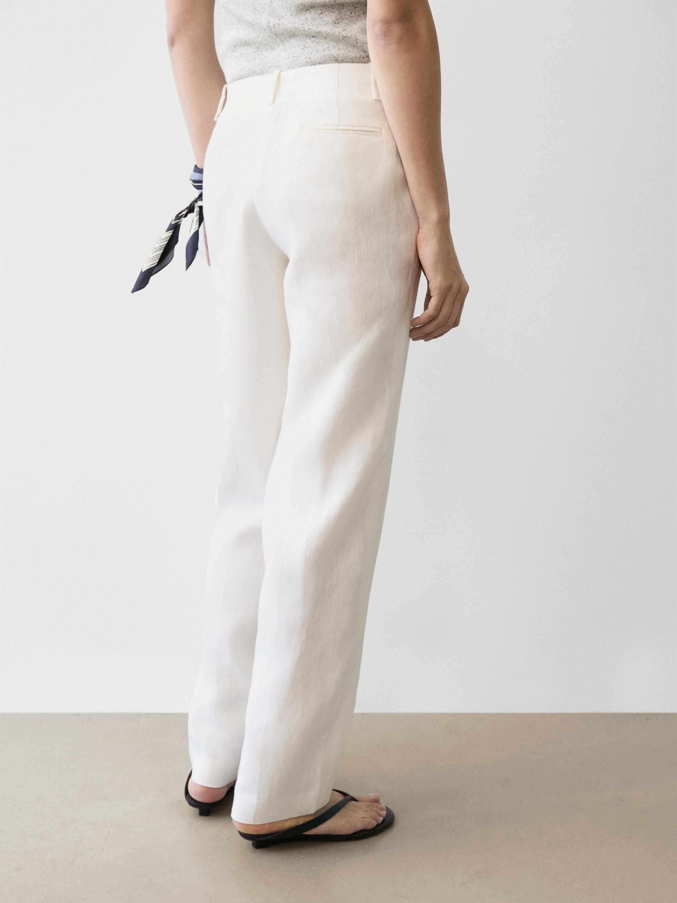 Linen suit trousers — Off white
