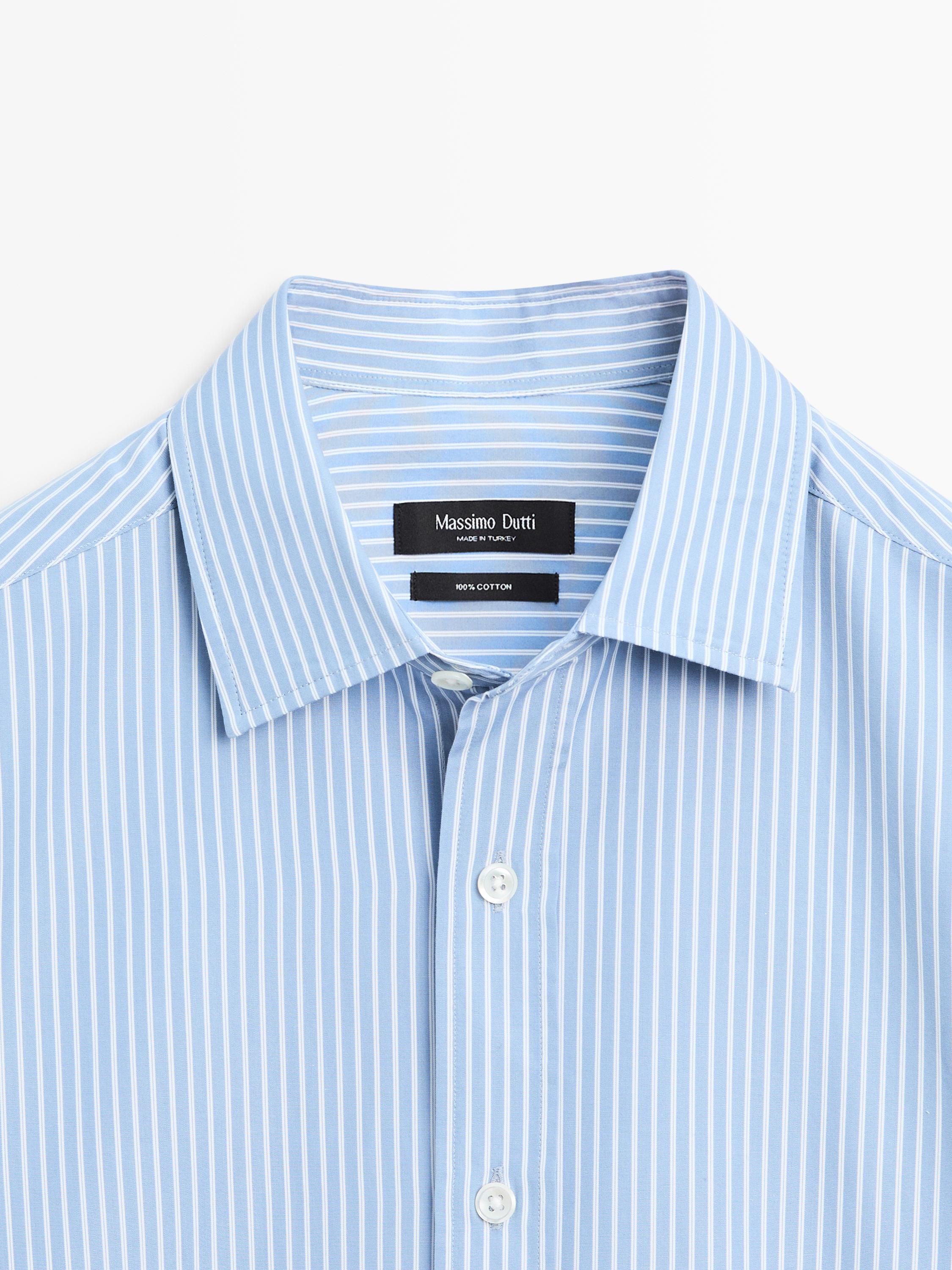 100% cotton poplin regular fit shirt — MEDIUM BLUE