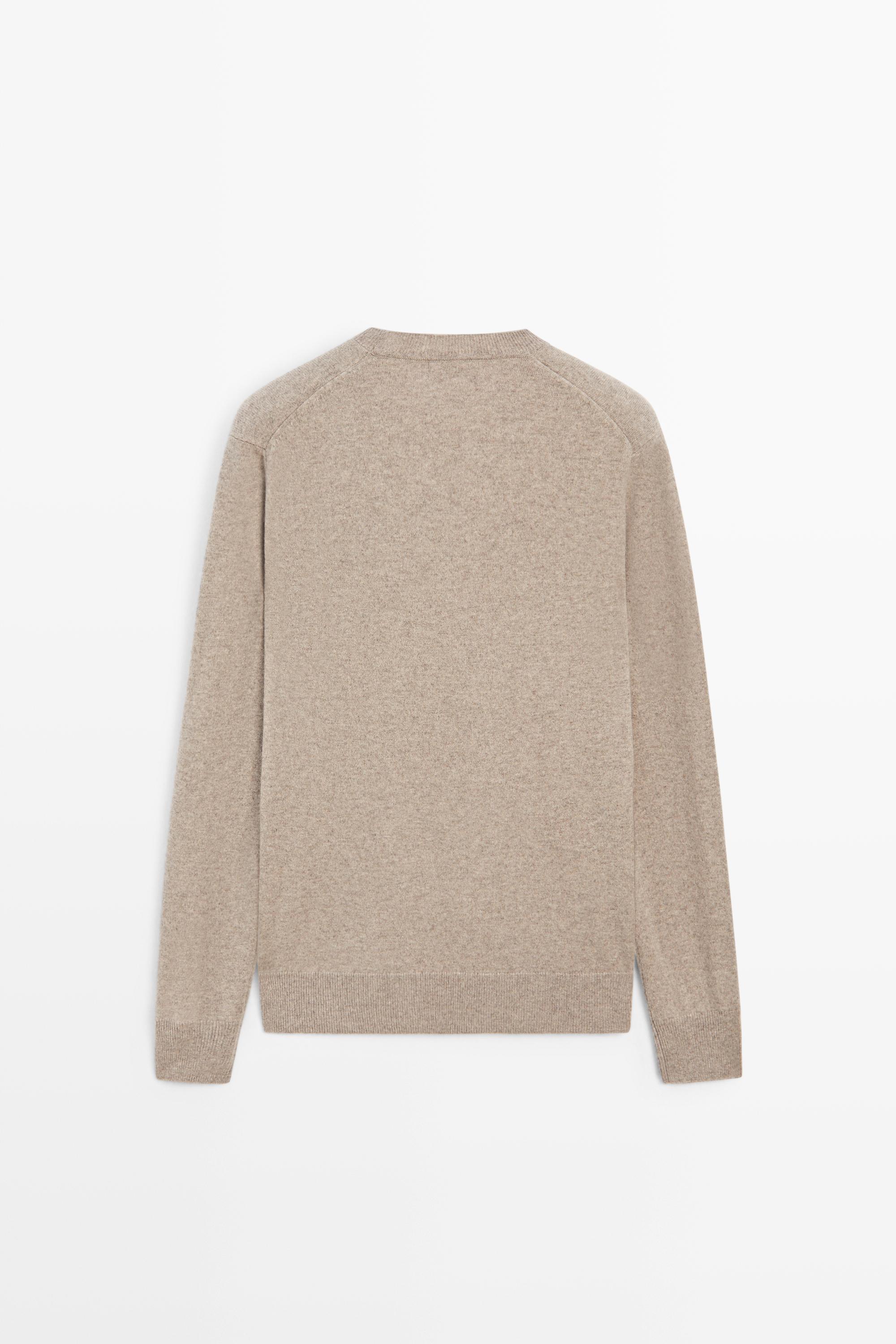 Wool blend round neck knit sweater — MINK