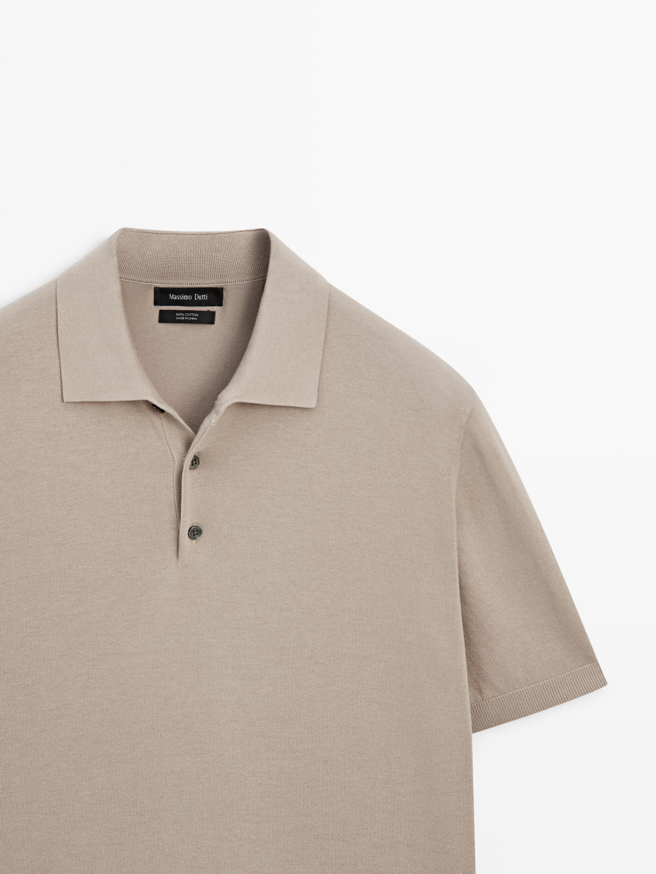 100% cotton knit polo shirt — BEIGE