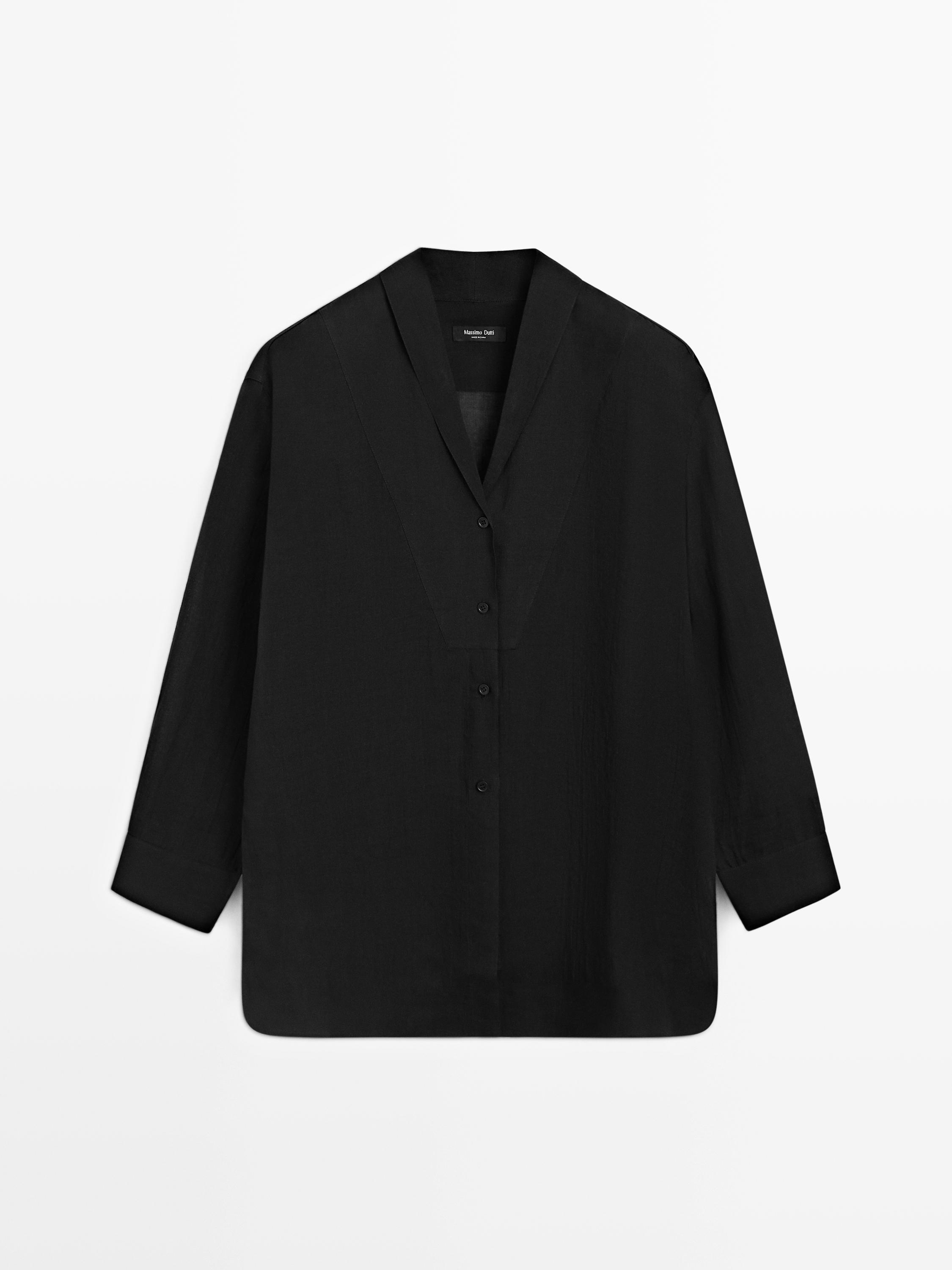 Chemisier fluide semi-transparent détail plastron