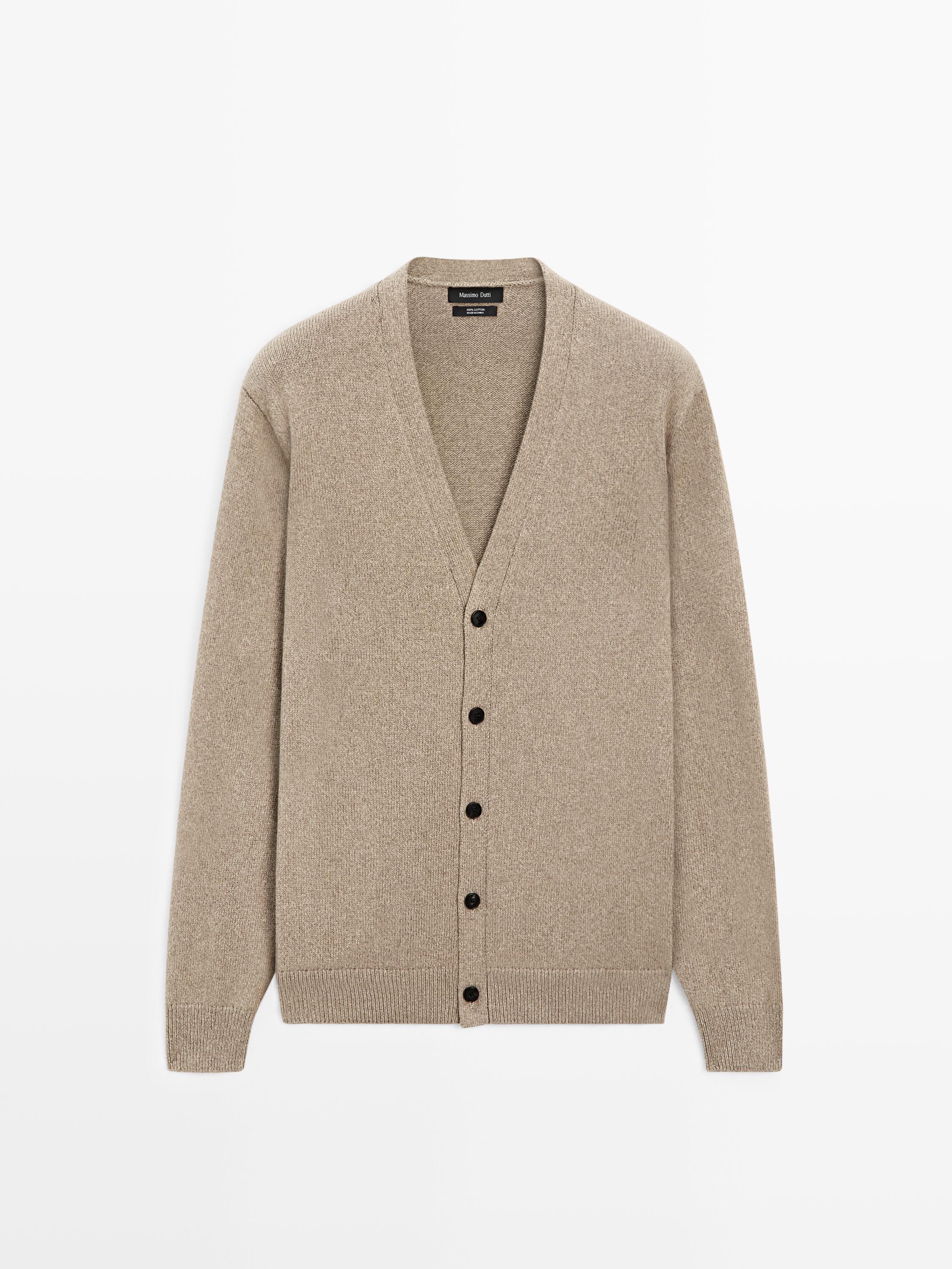 Mouliné cotton knit cardigan