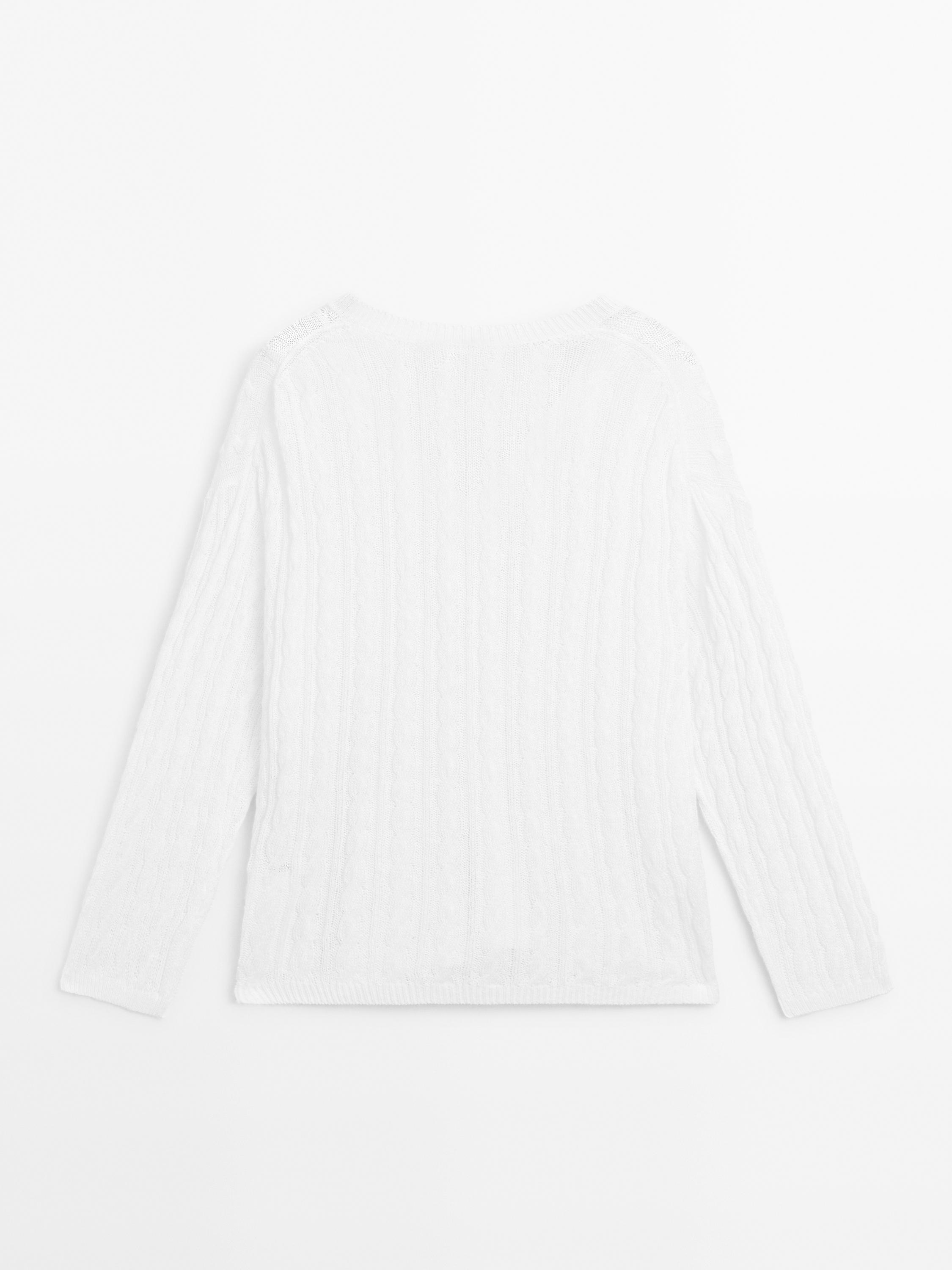 Cotton blend open-knit sweater