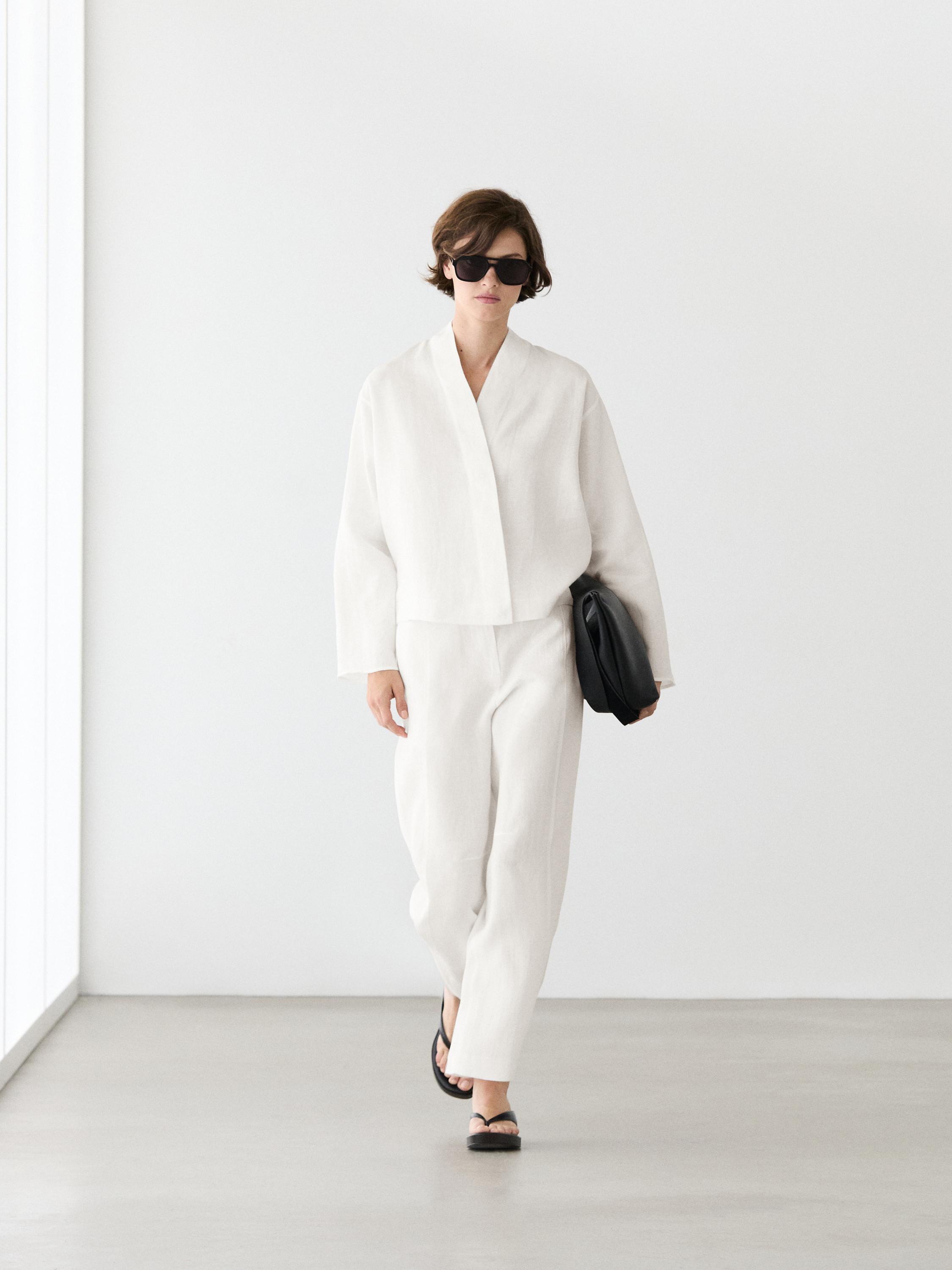 Blouse fluide cache-cœur lin