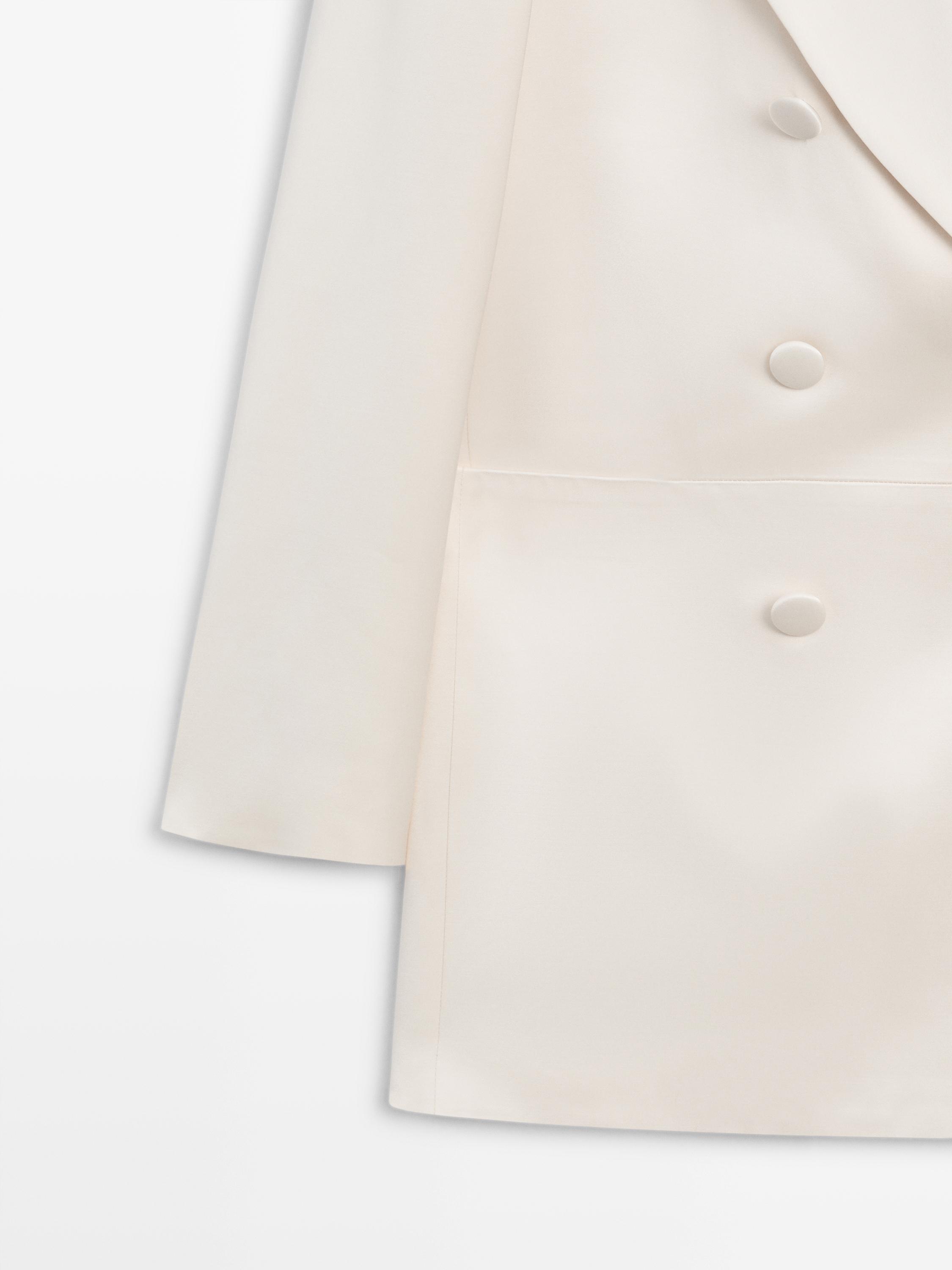 Satin blazer with buttons - STUDIO — Beige