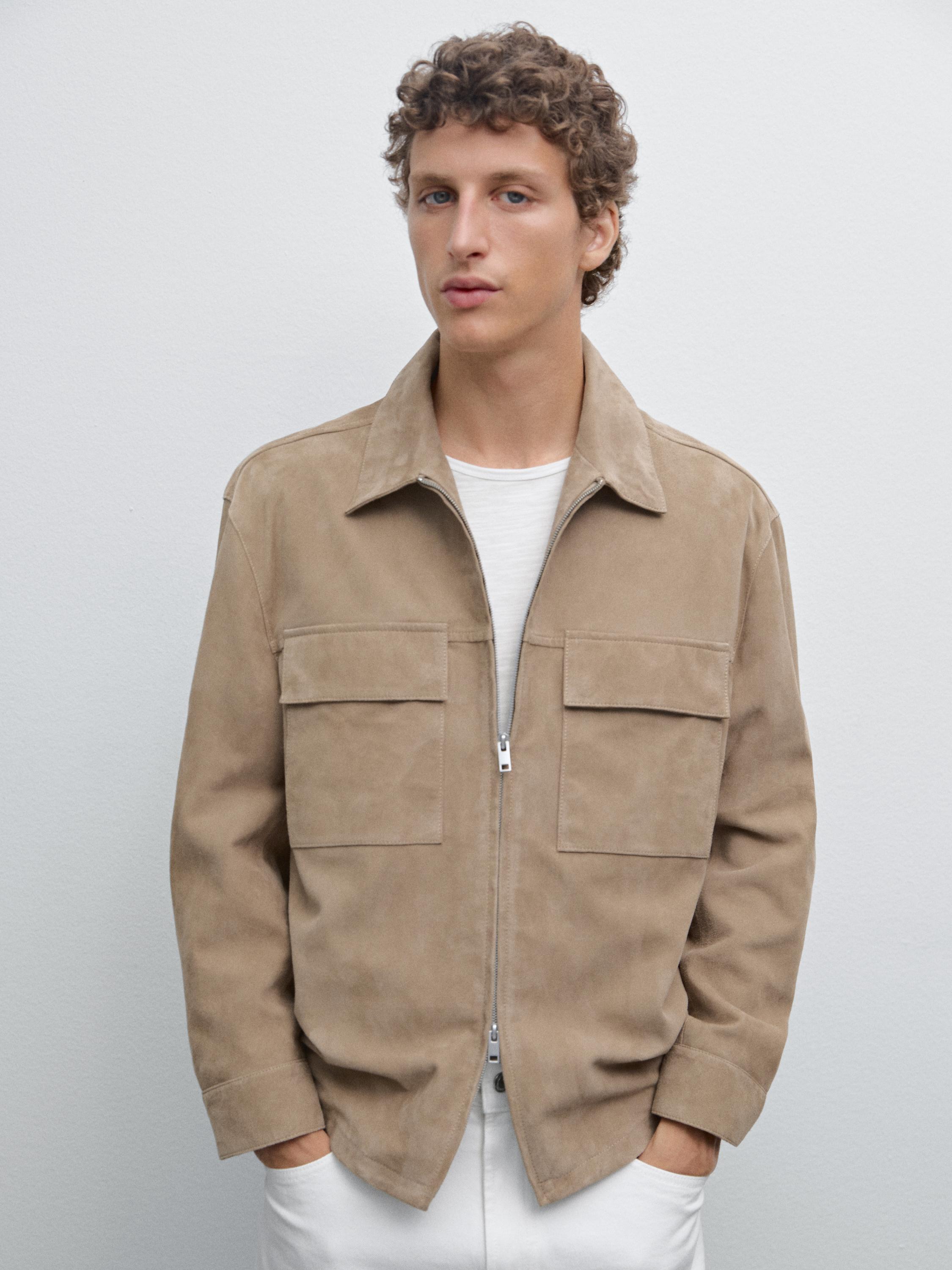 Short suede leather jacket