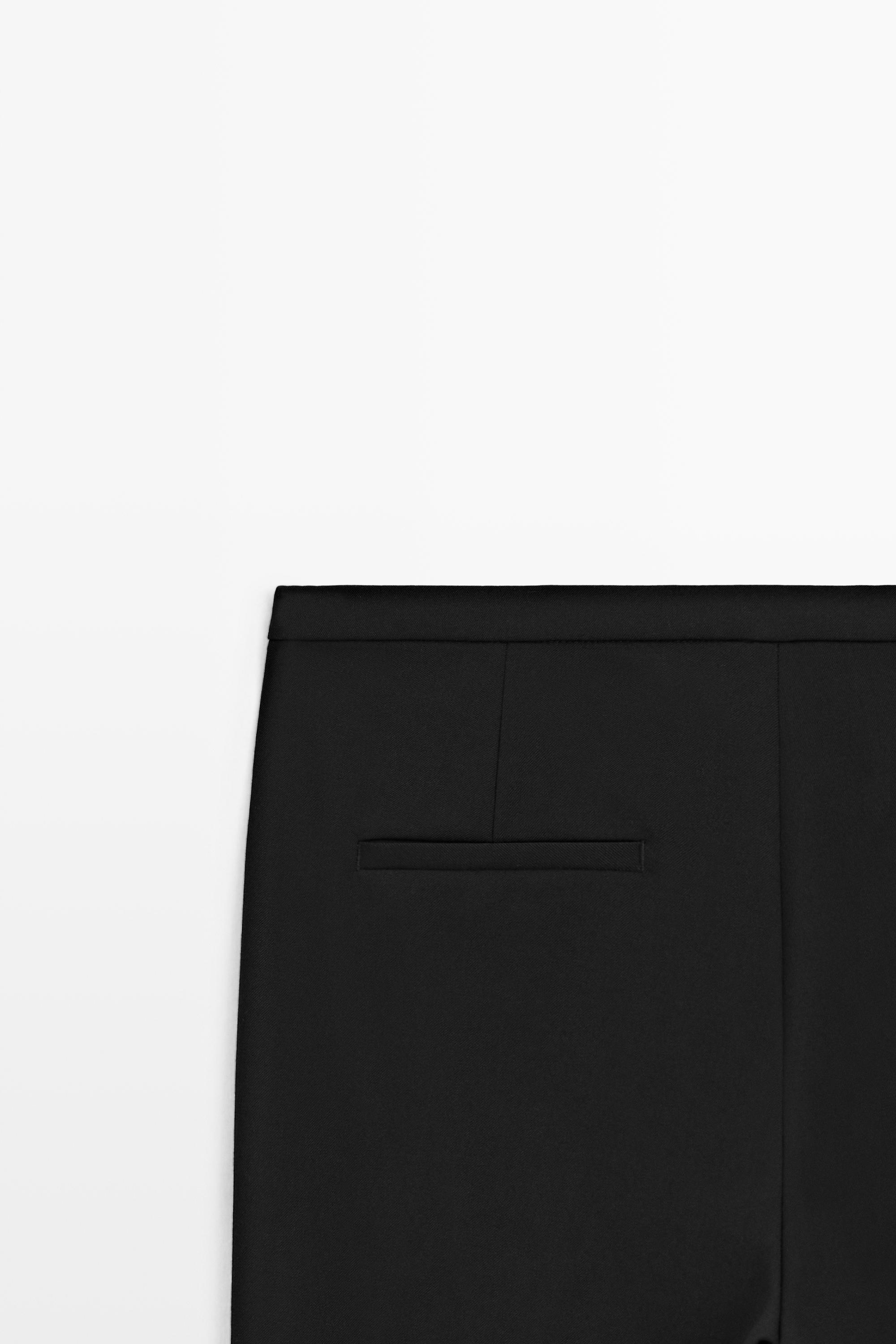 Wool blend waistband trousers — BLACK