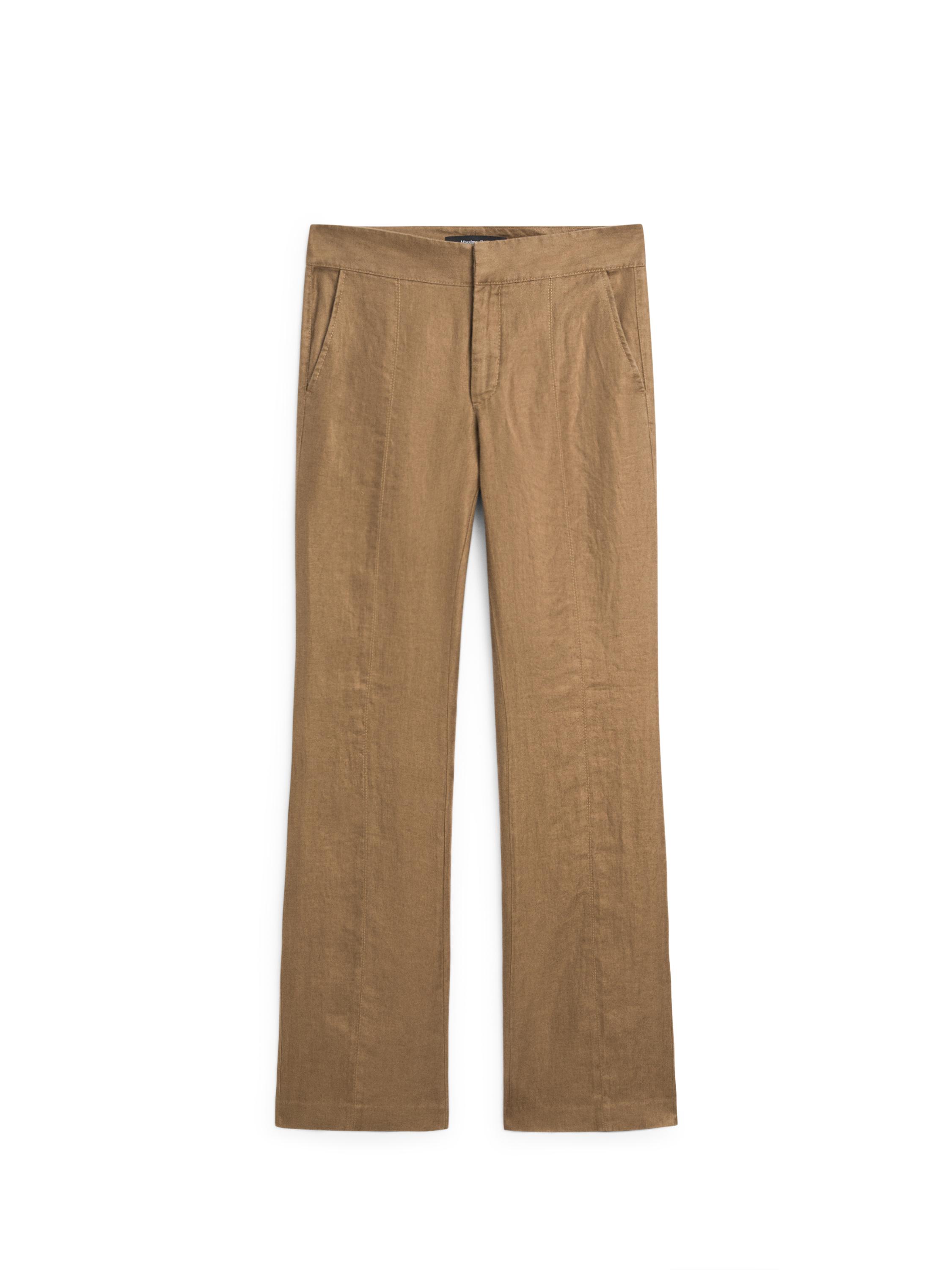 100% linen kick flare fit pants — FADED GREEN