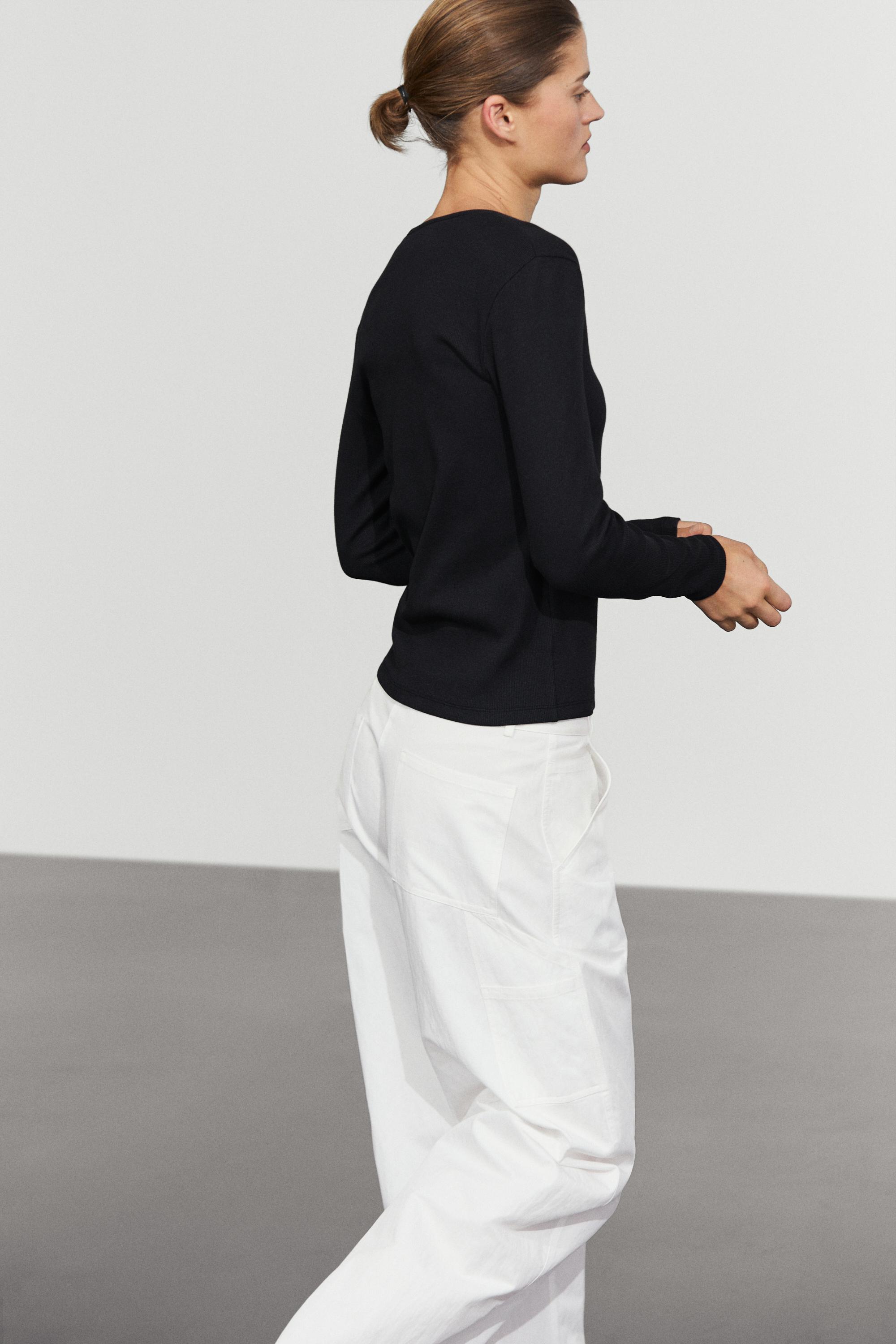 Cotton blend henley T-shirt with button detail — LEAD
