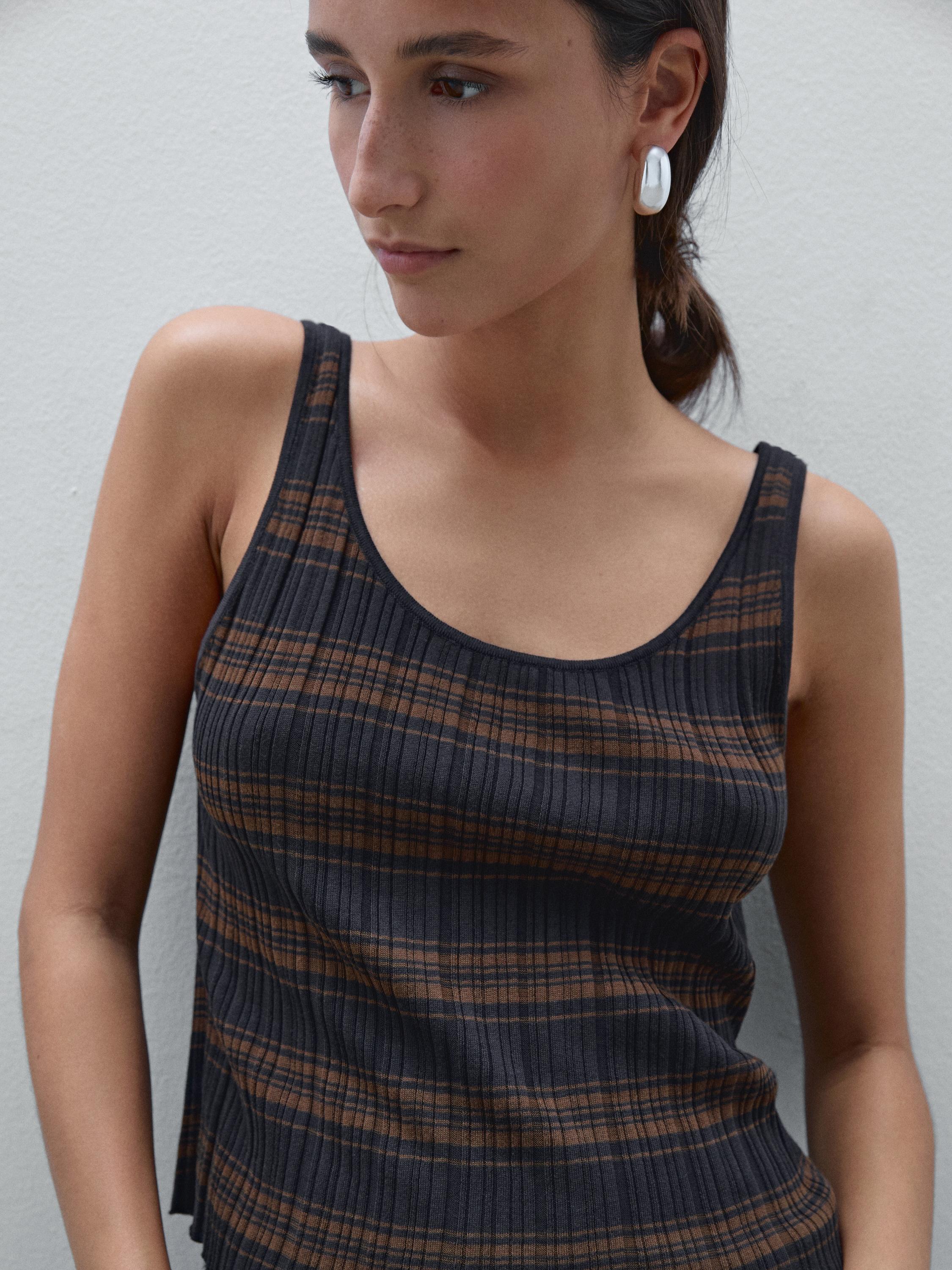 Top en maille de coton à rayures