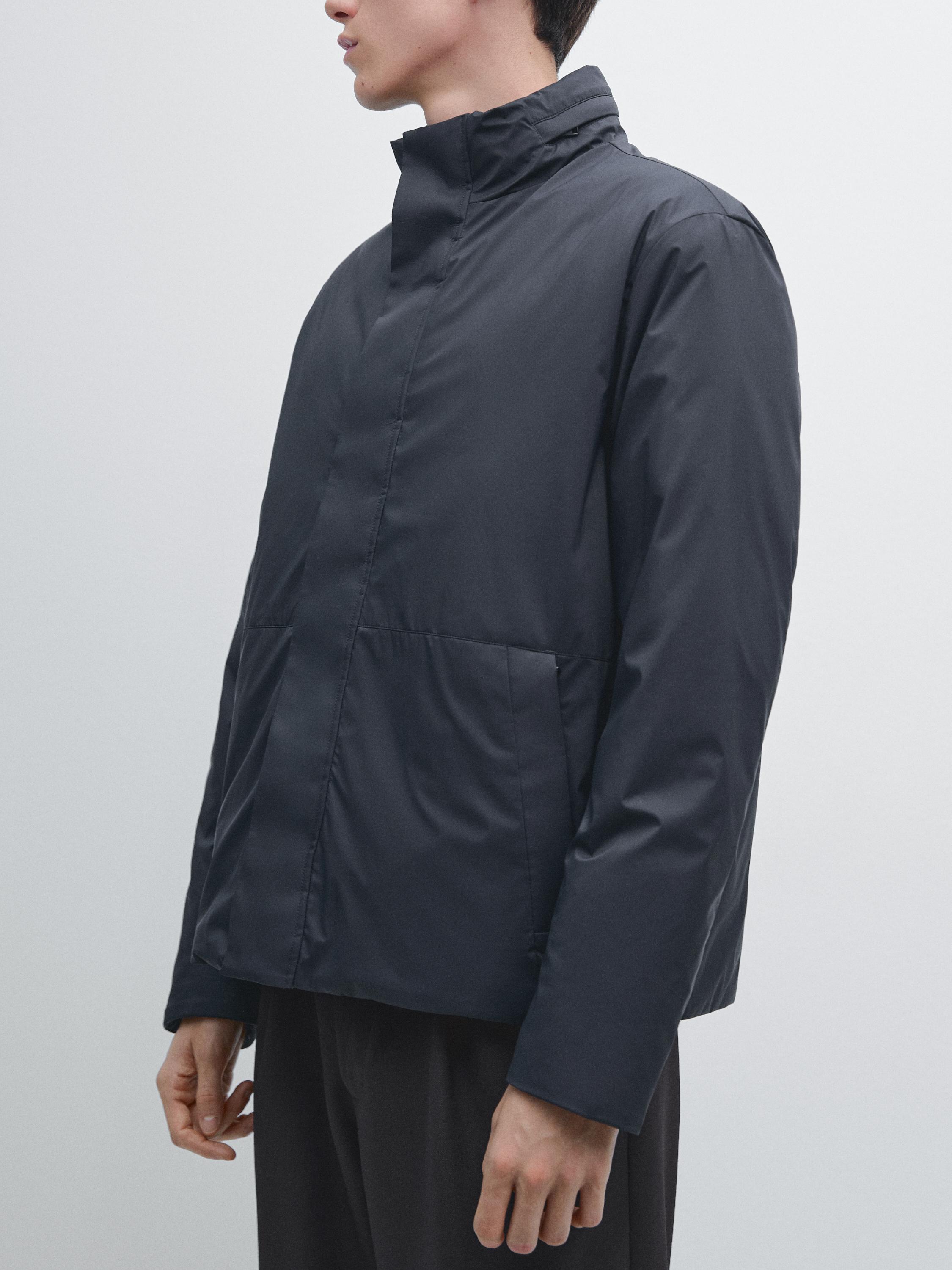 Short water-repellent puffer jacket — DARK NAVY
