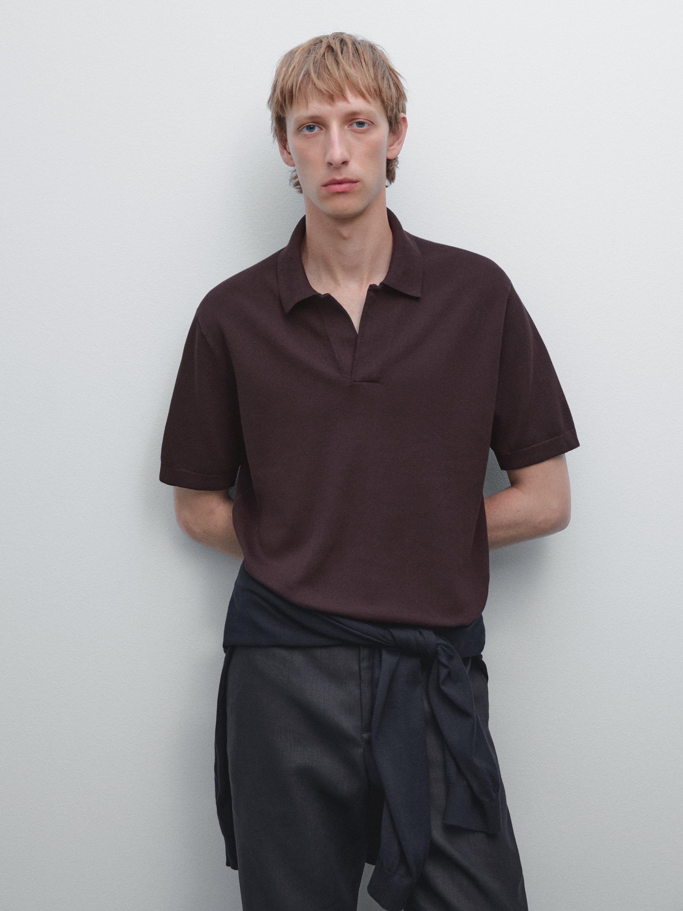 Polo en maille à col en V