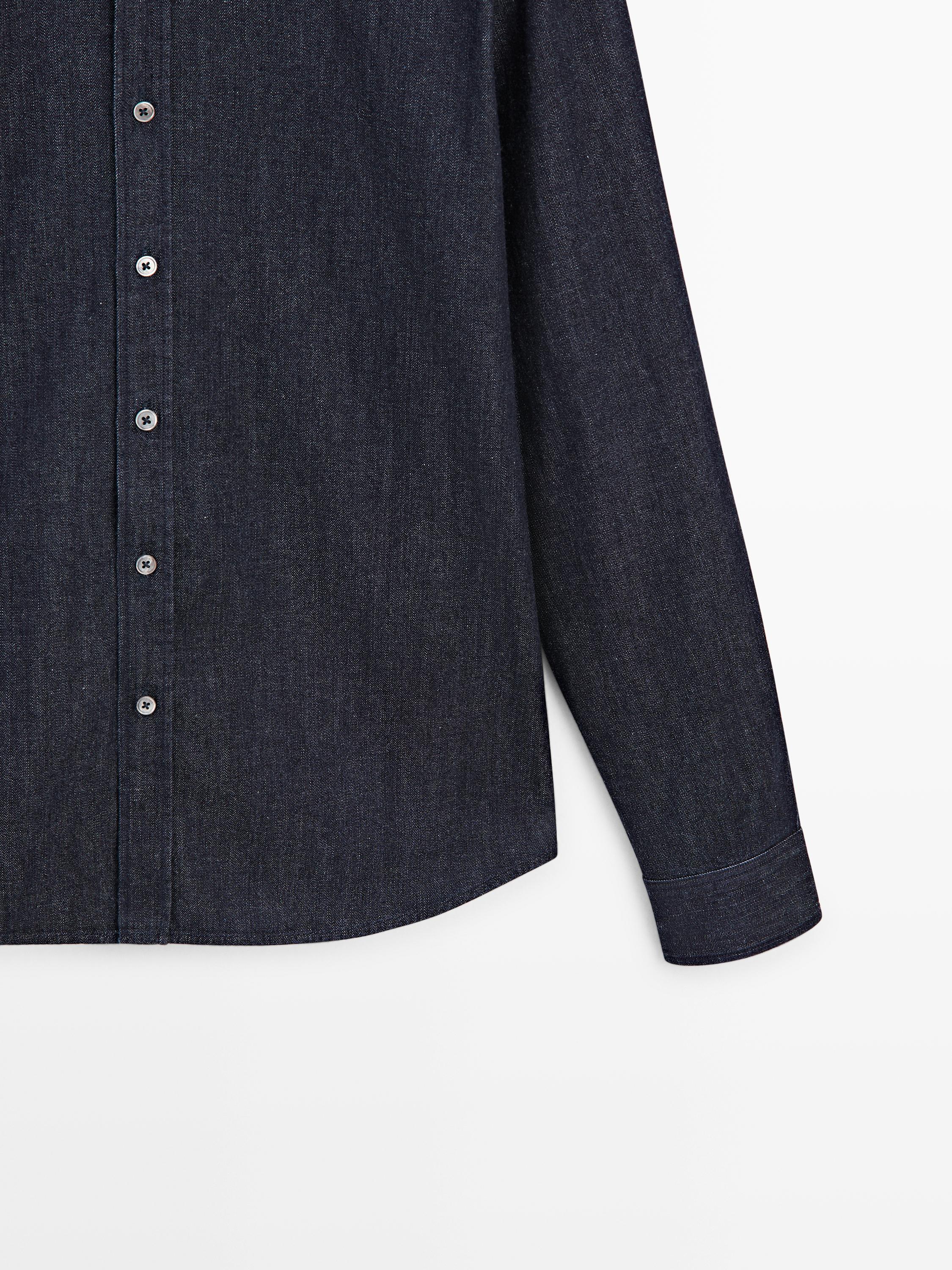 Regular fit denim shirt — DARK BLUE (alternate view)