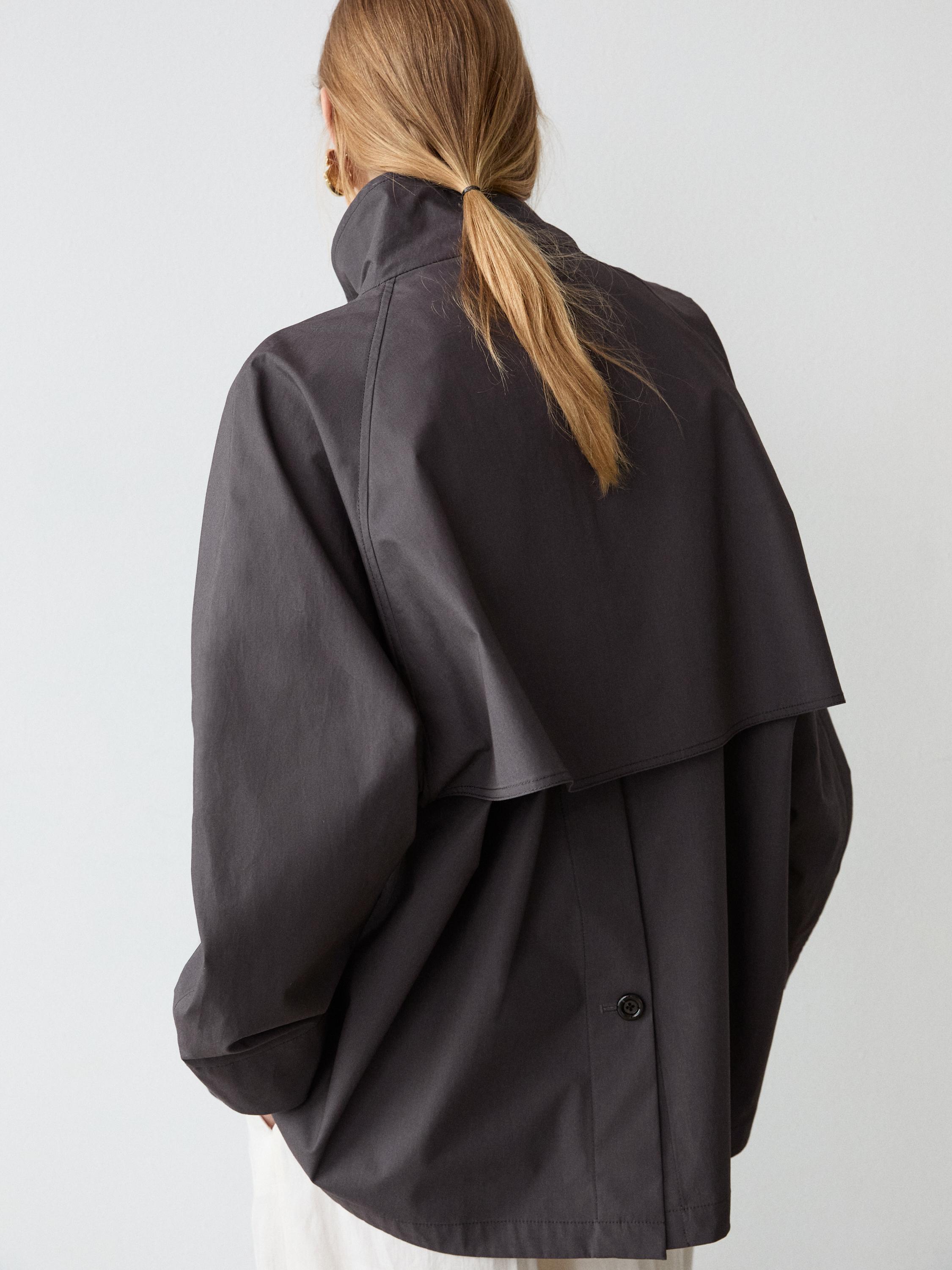 Short cotton cape jacket — DARK BLUE