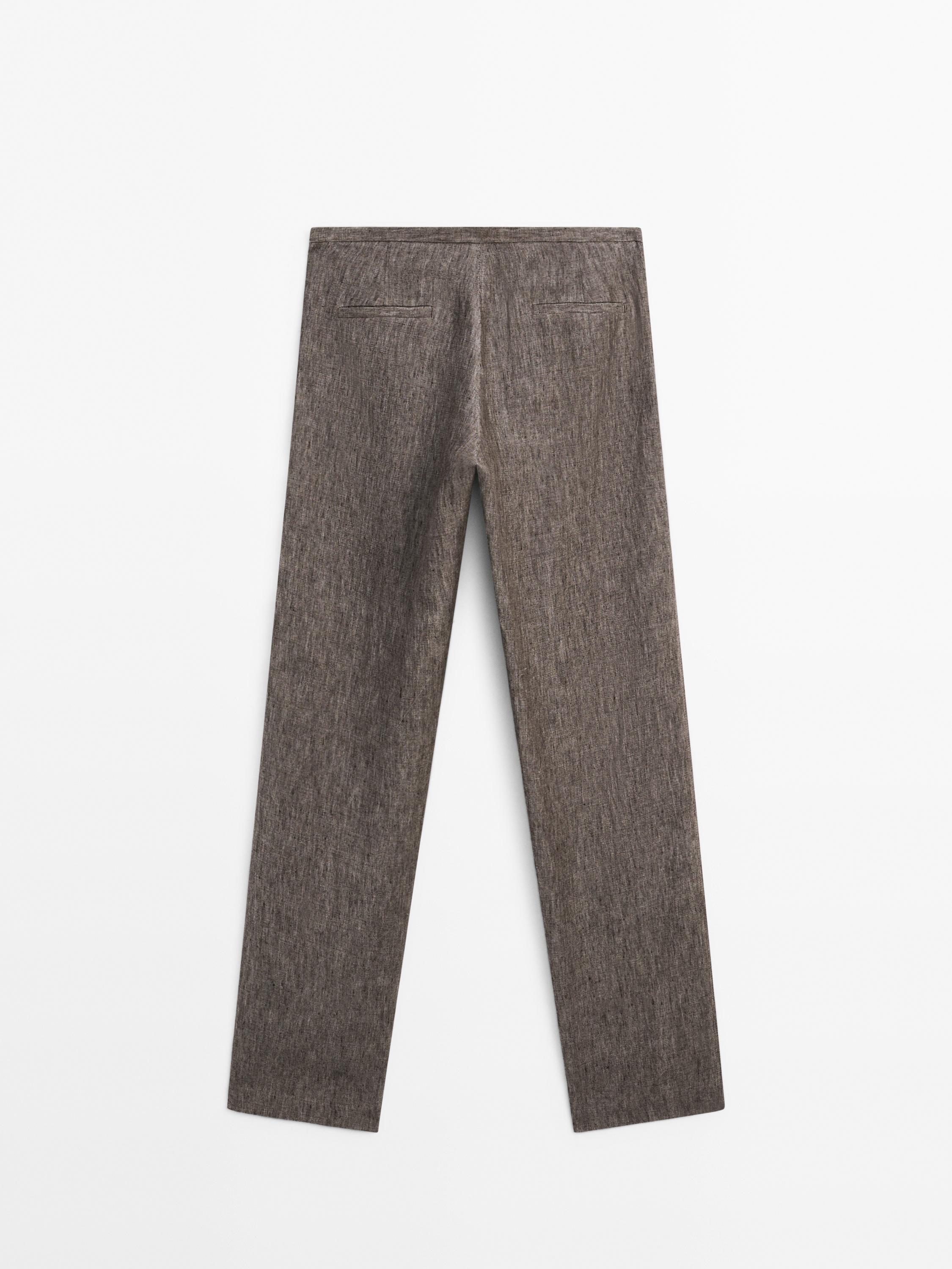 100% linen flecked trousers