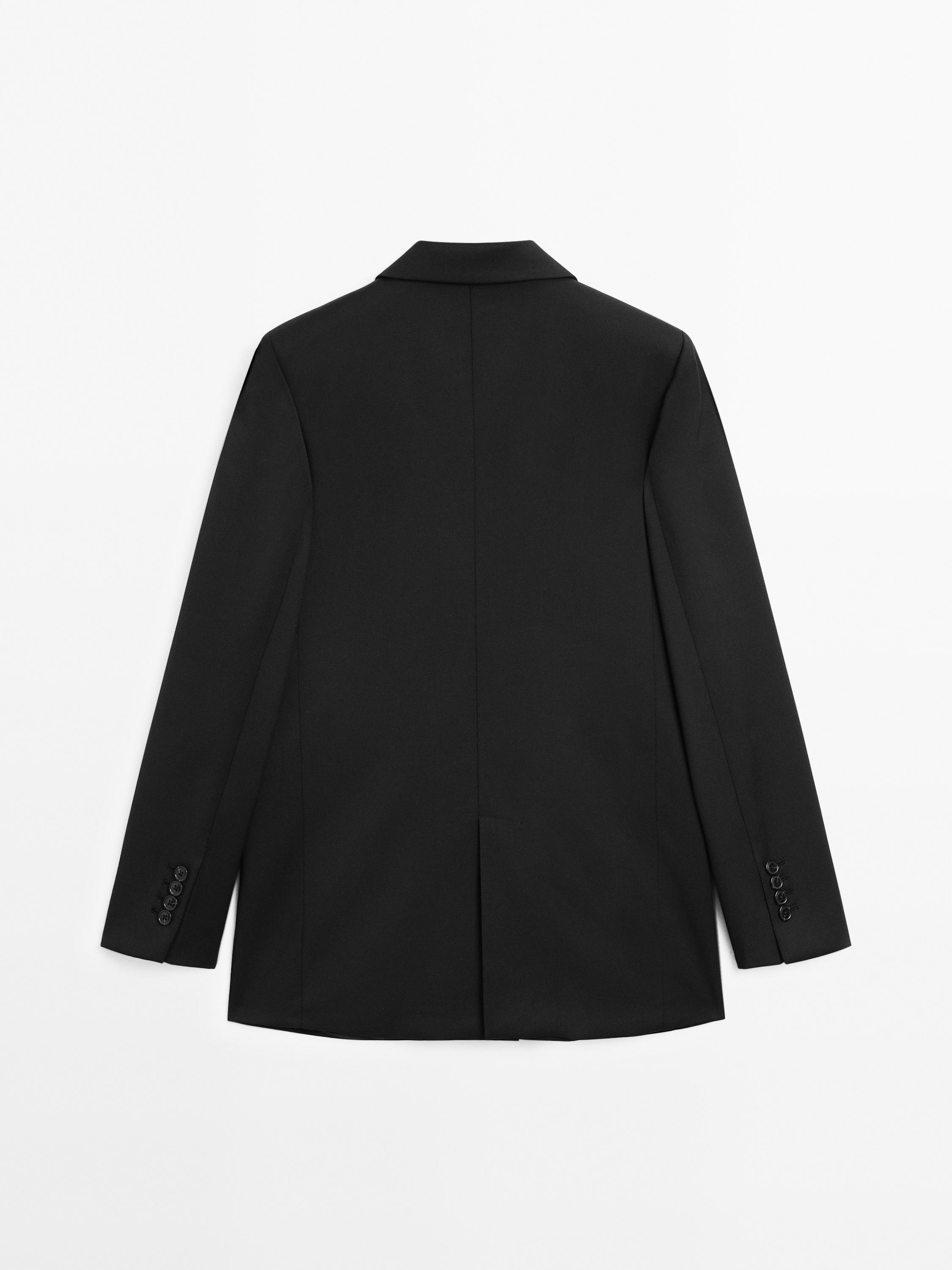 100% extra fine wool two-button blazer — BLACK