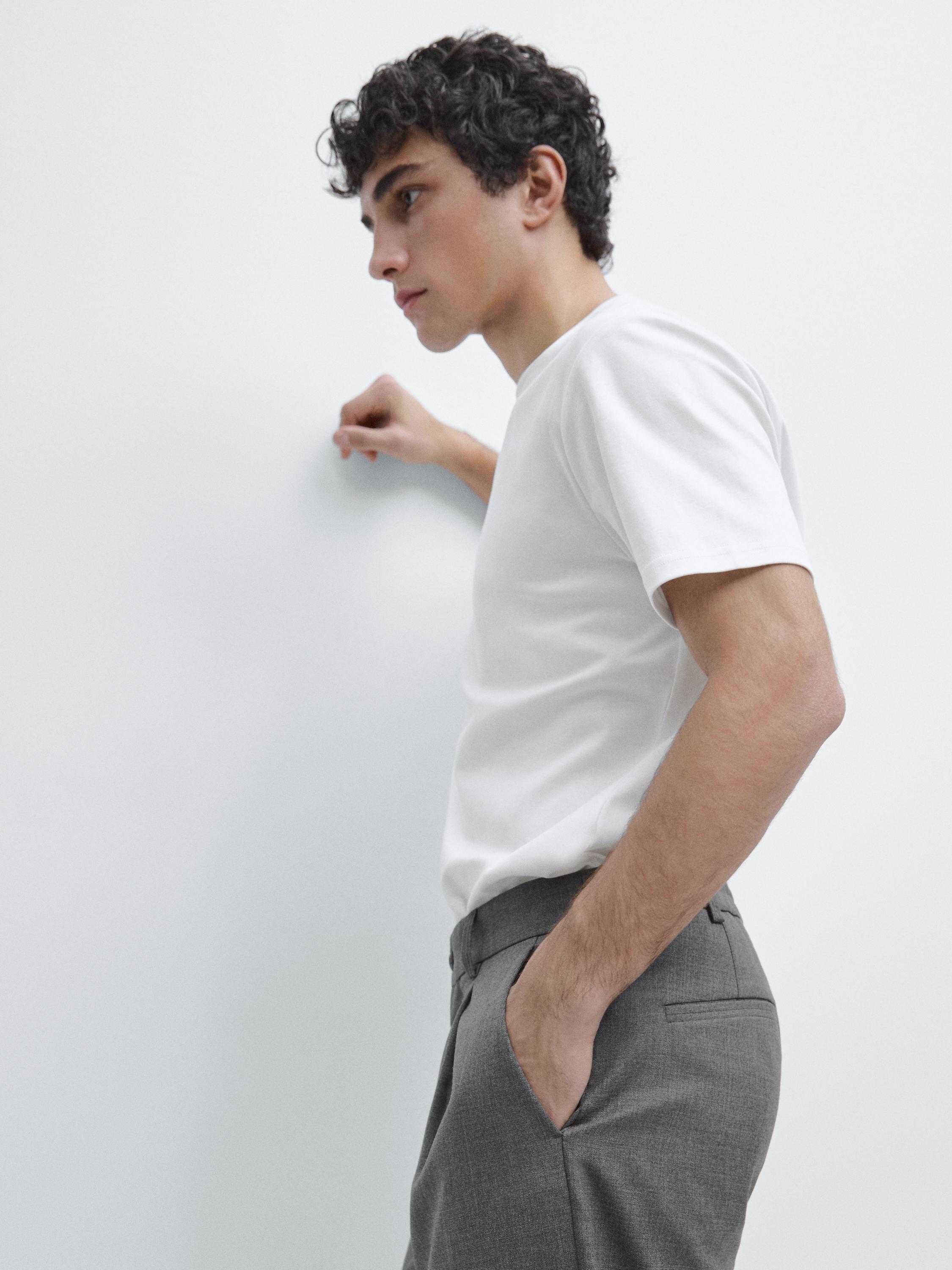 100% mercerised cotton T-shirt — WHITE